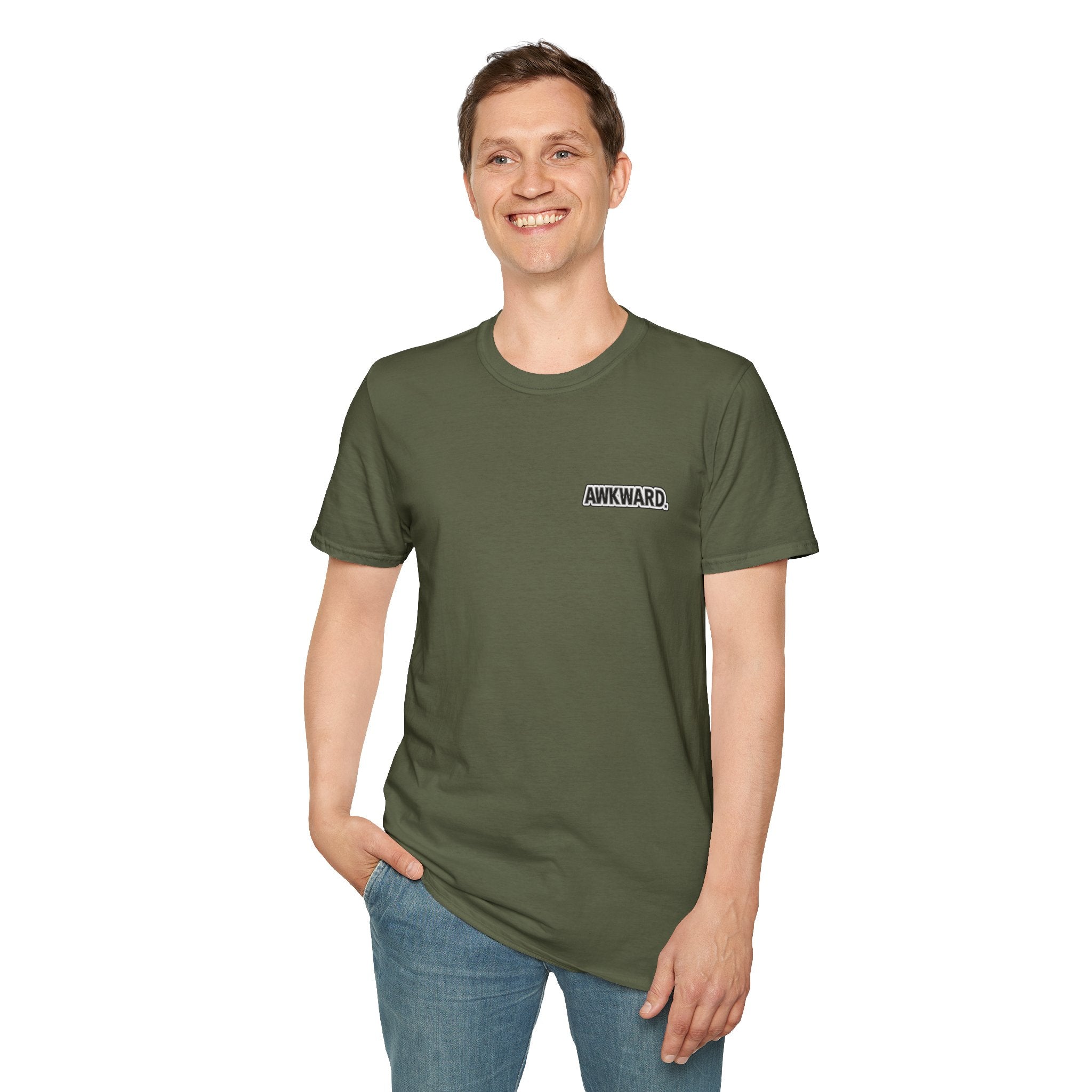 AWKWARD. T-Shirt — 3D Quirky Robot “Your Last Loyal Friend” Back Graphic