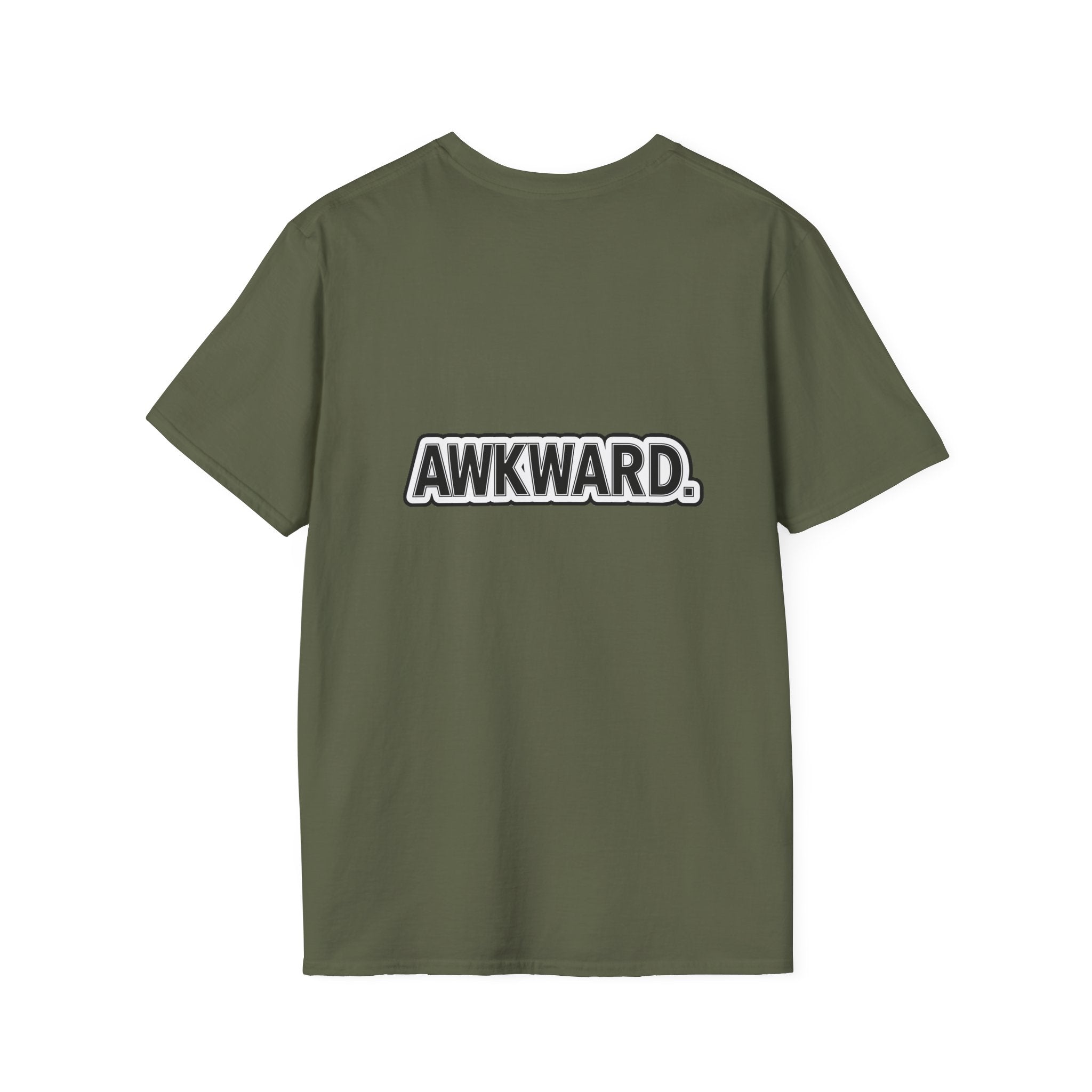 Sad Bandaged Dog Wheelchair T-Shirt — "AWKWARD." Grunge Anti‑Social Tee