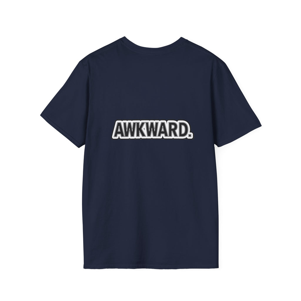 Sad Bandaged Dog Wheelchair T-Shirt — "AWKWARD." Grunge Anti‑Social Tee