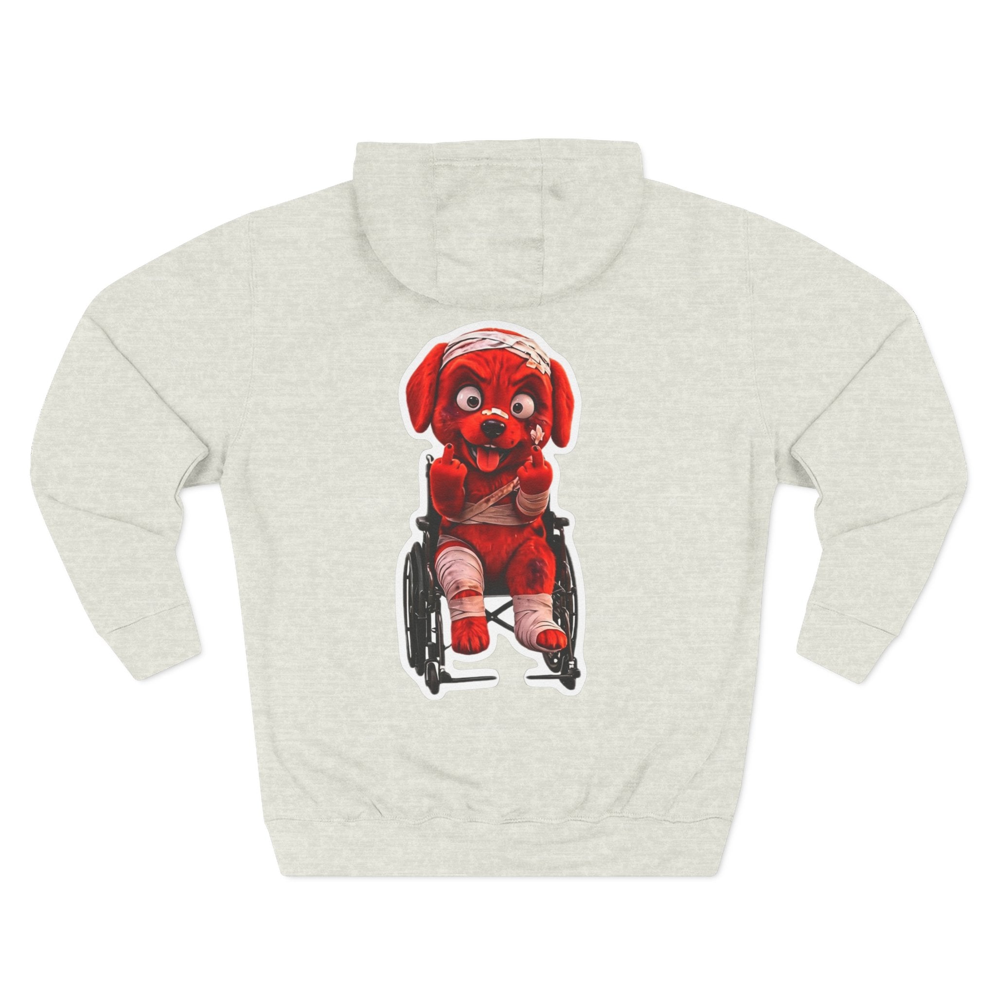 AWKWARD. Fleece Hoodie — Injured Dog Wheelchair 3D Streetwear