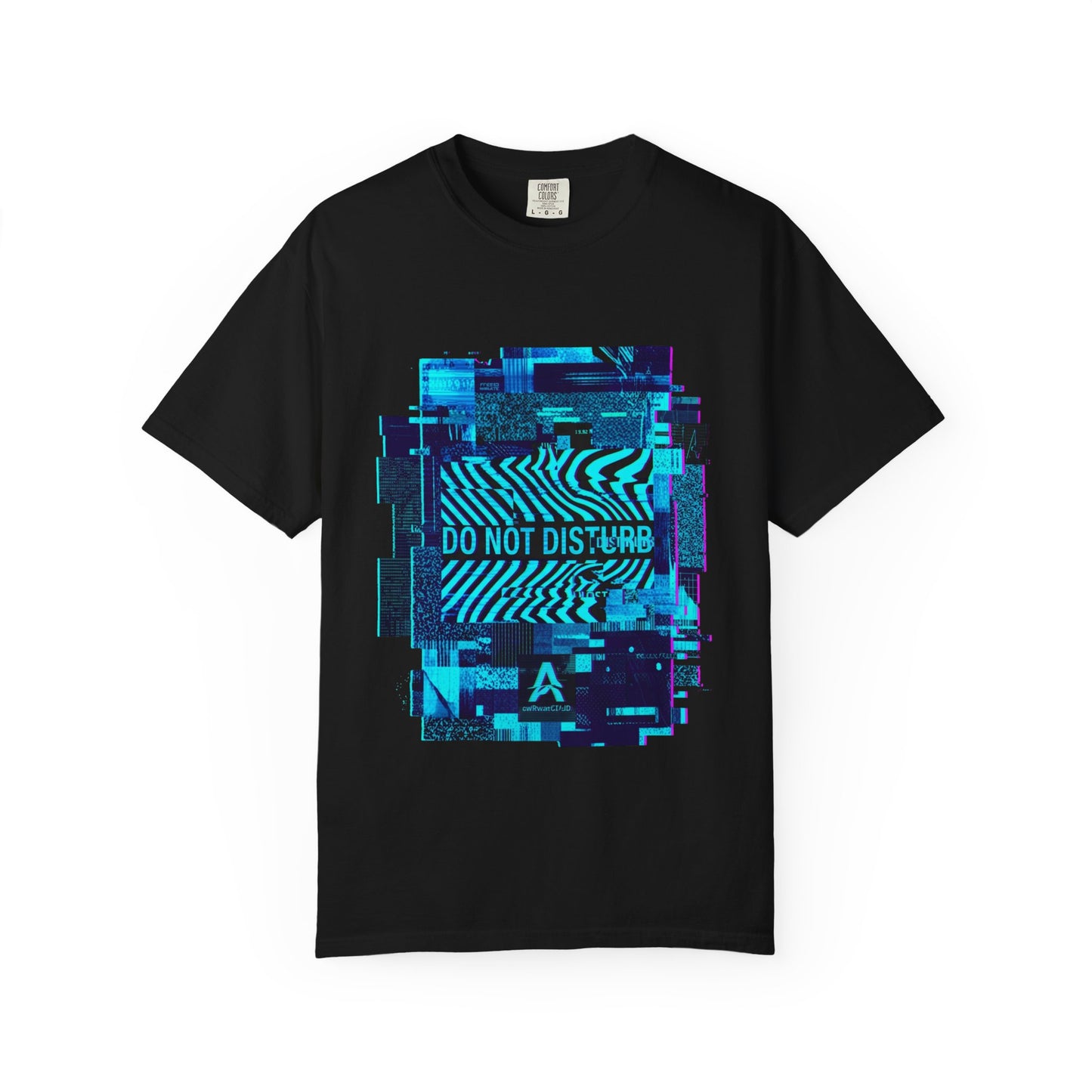 AWKWARD. Garment-Dyed Tee — Minimal Front, Neon Glitch Back