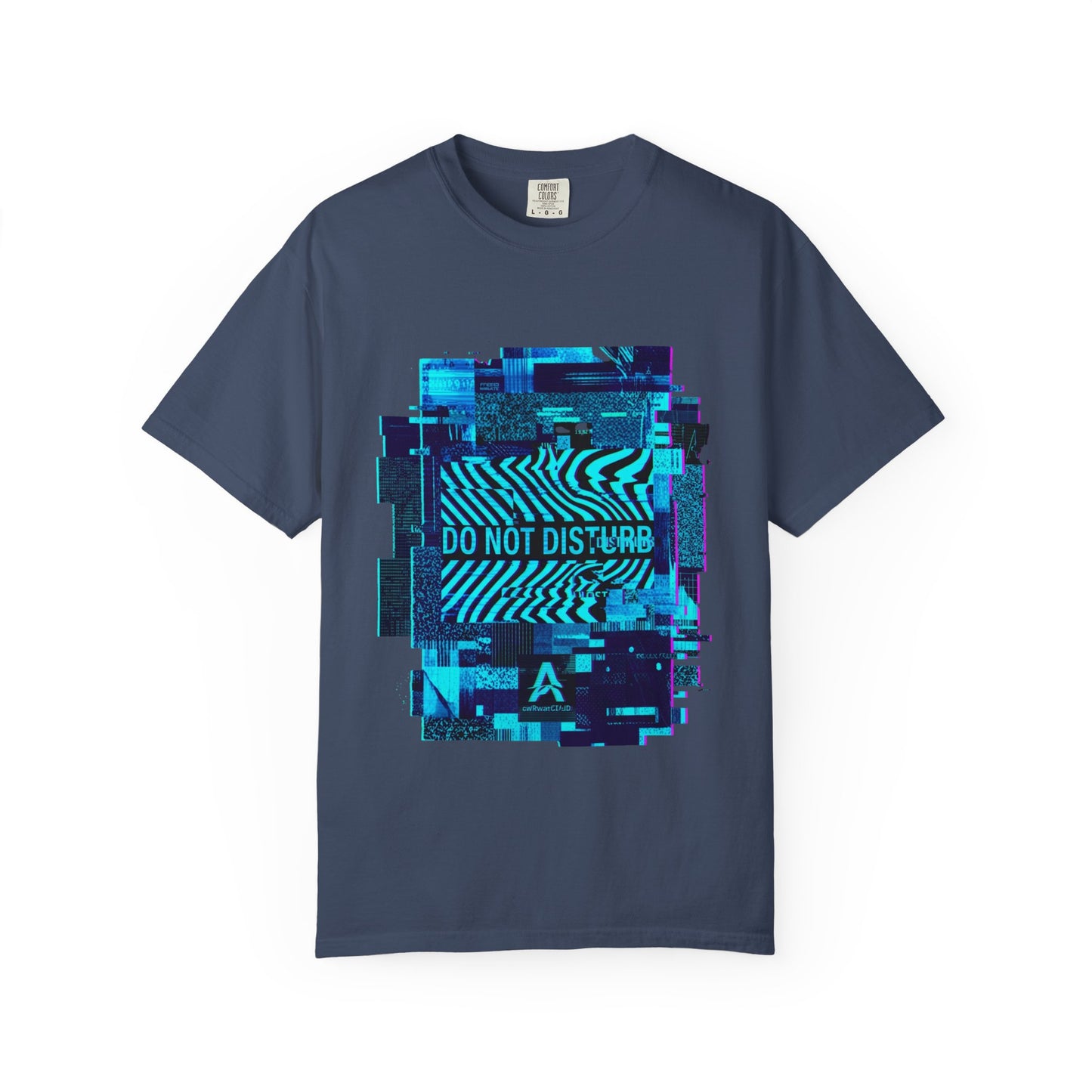 AWKWARD. Garment-Dyed Tee — Minimal Front, Neon Glitch Back