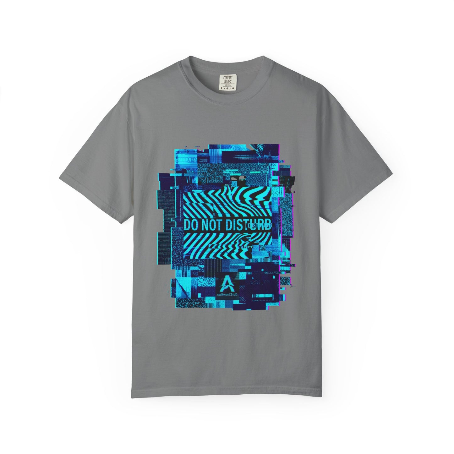 AWKWARD. Garment-Dyed Tee — Minimal Front, Neon Glitch Back