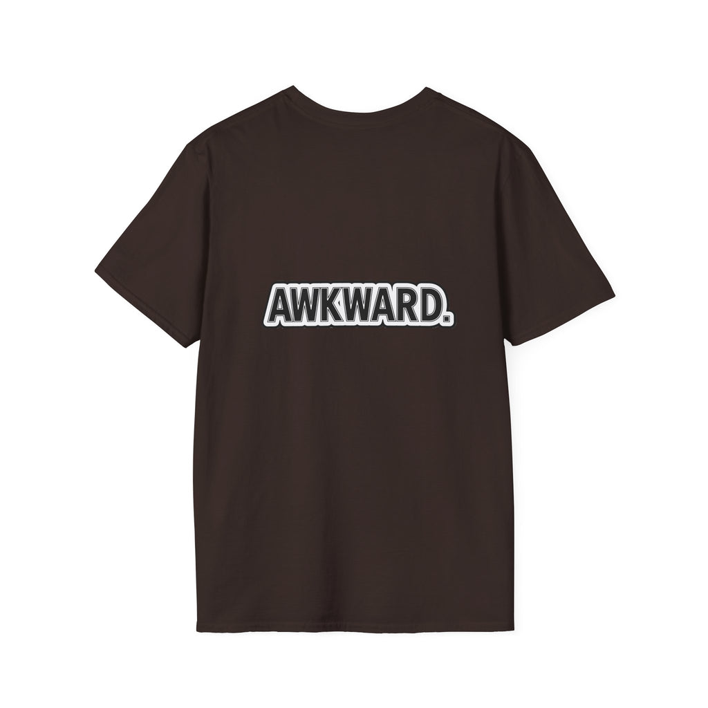 Sad Bandaged Dog Wheelchair T-Shirt — "AWKWARD." Grunge Anti‑Social Tee