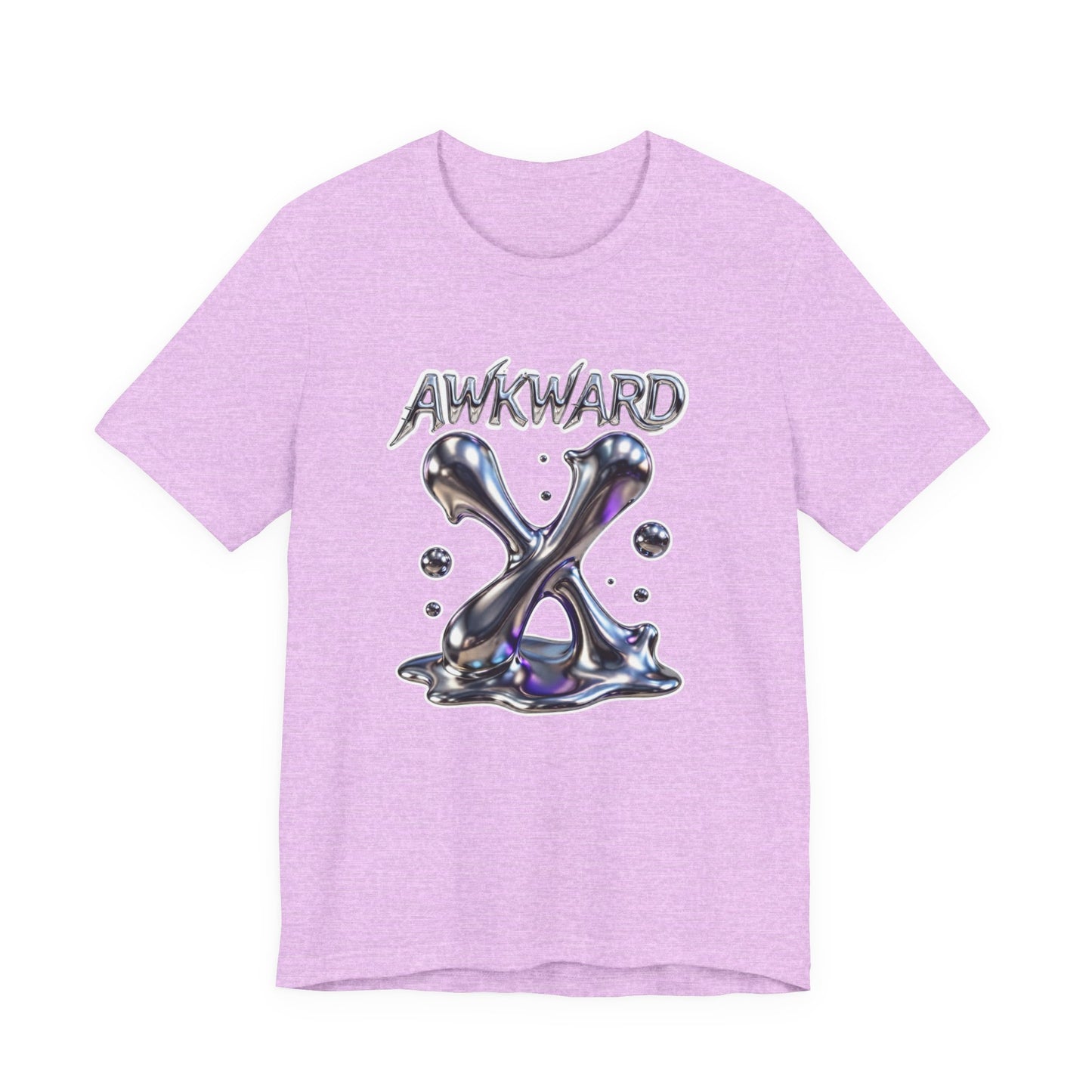 Awkward Club Tee — Heather Aqua Y2K 3D Chrome ‘AWKWARD’ Streetwear