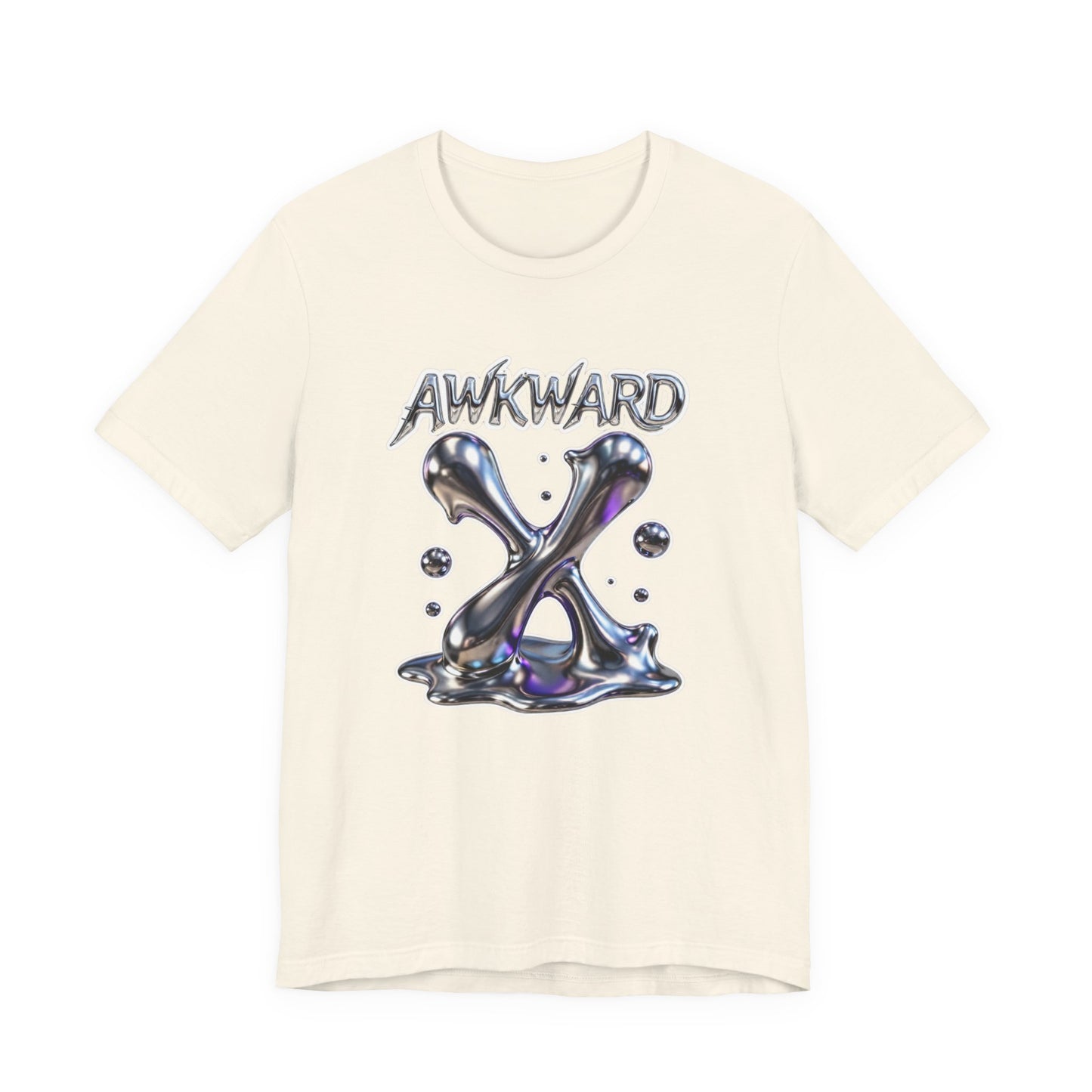 Awkward Club Tee — Heather Aqua Y2K 3D Chrome ‘AWKWARD’ Streetwear
