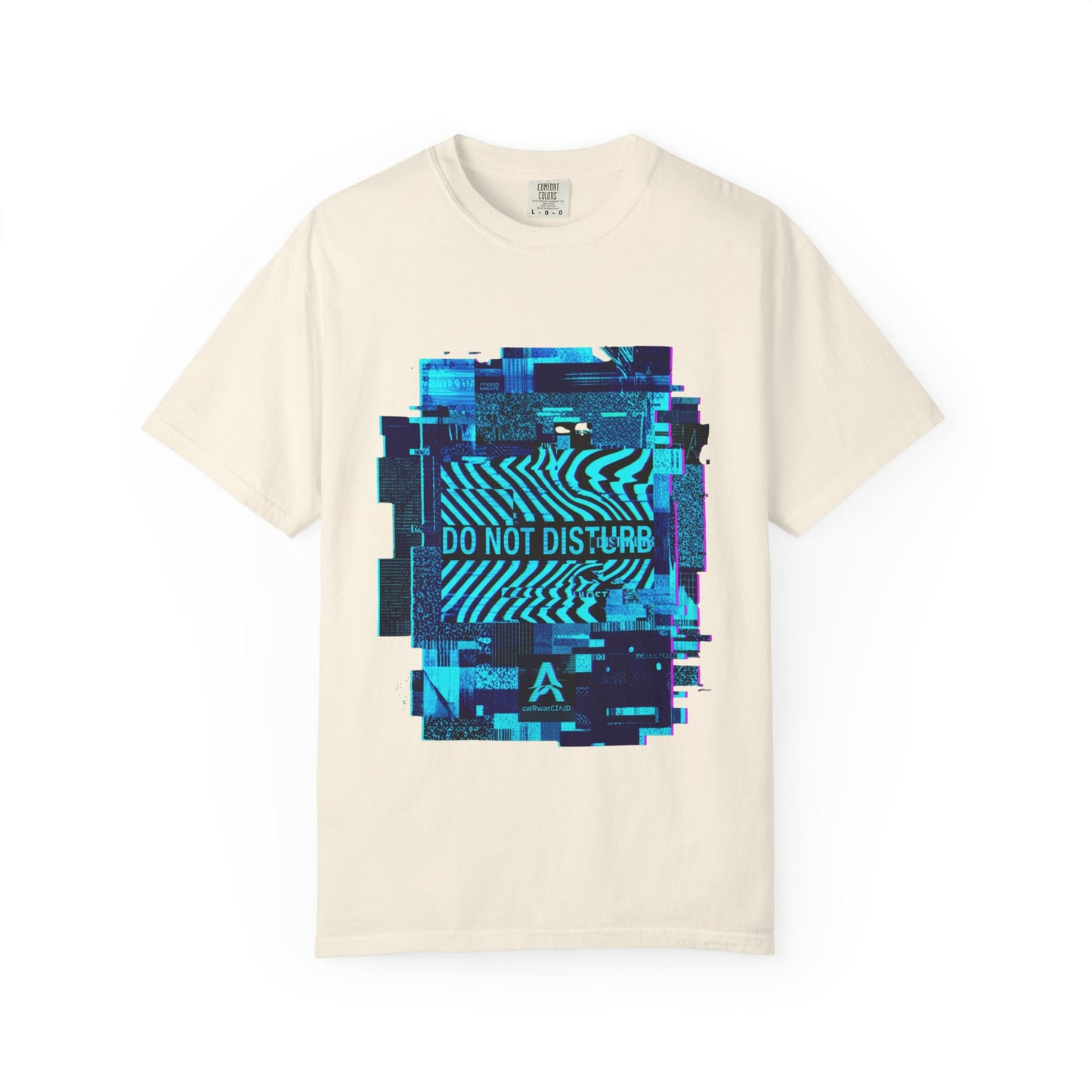 AWKWARD. Garment-Dyed Tee — Minimal Front, Neon Glitch Back
