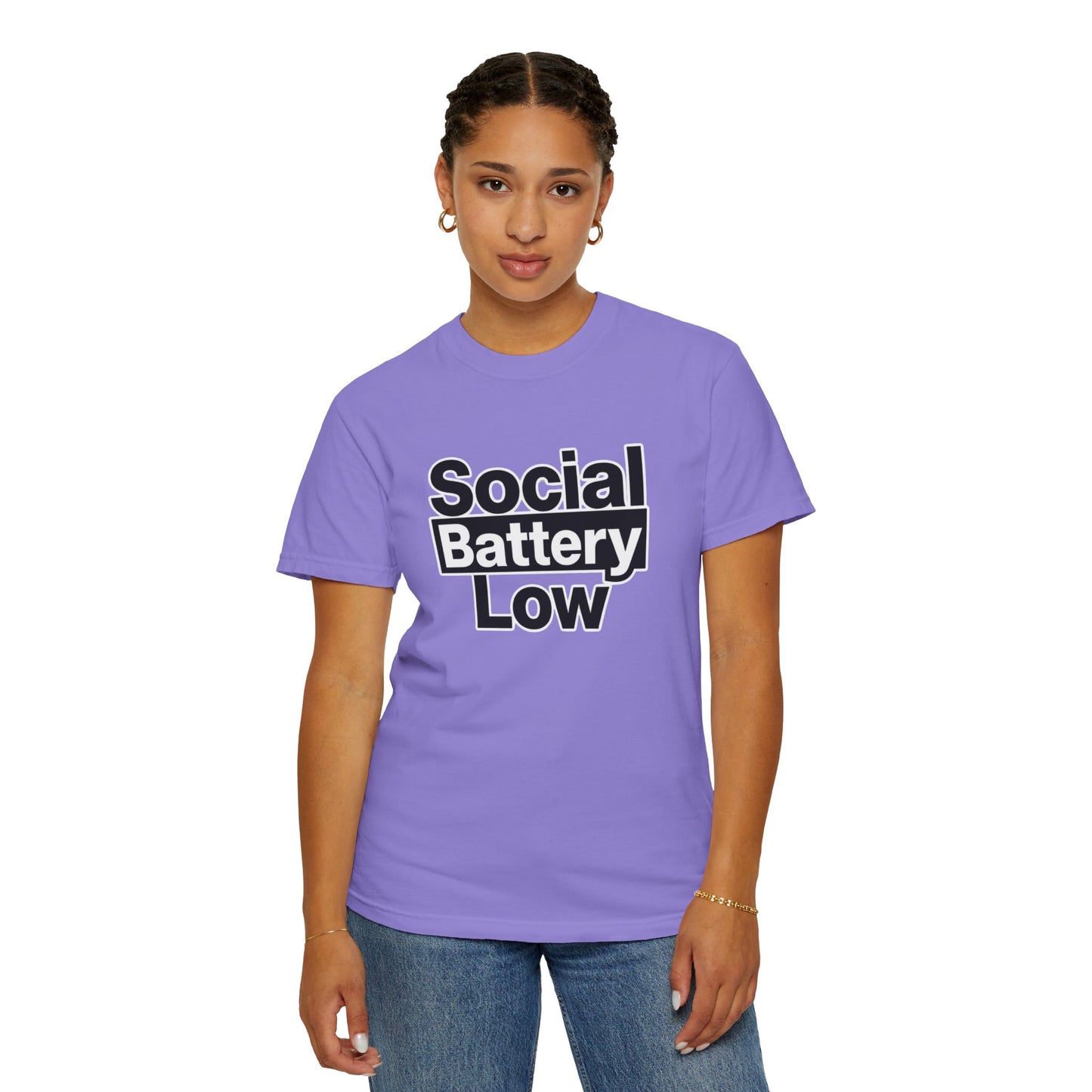 Social Battery Low Tee - Minimalist Edgy Streetwear | Comfort Colors