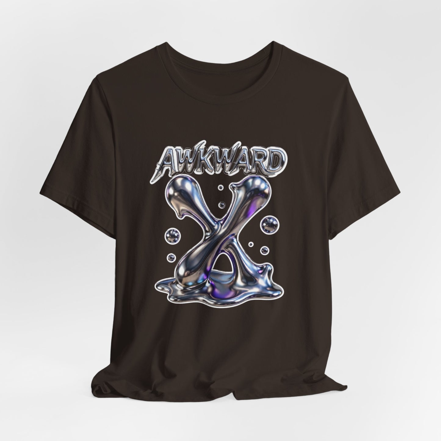 Awkward Club Tee — Heather Aqua Y2K 3D Chrome ‘AWKWARD’ Streetwear