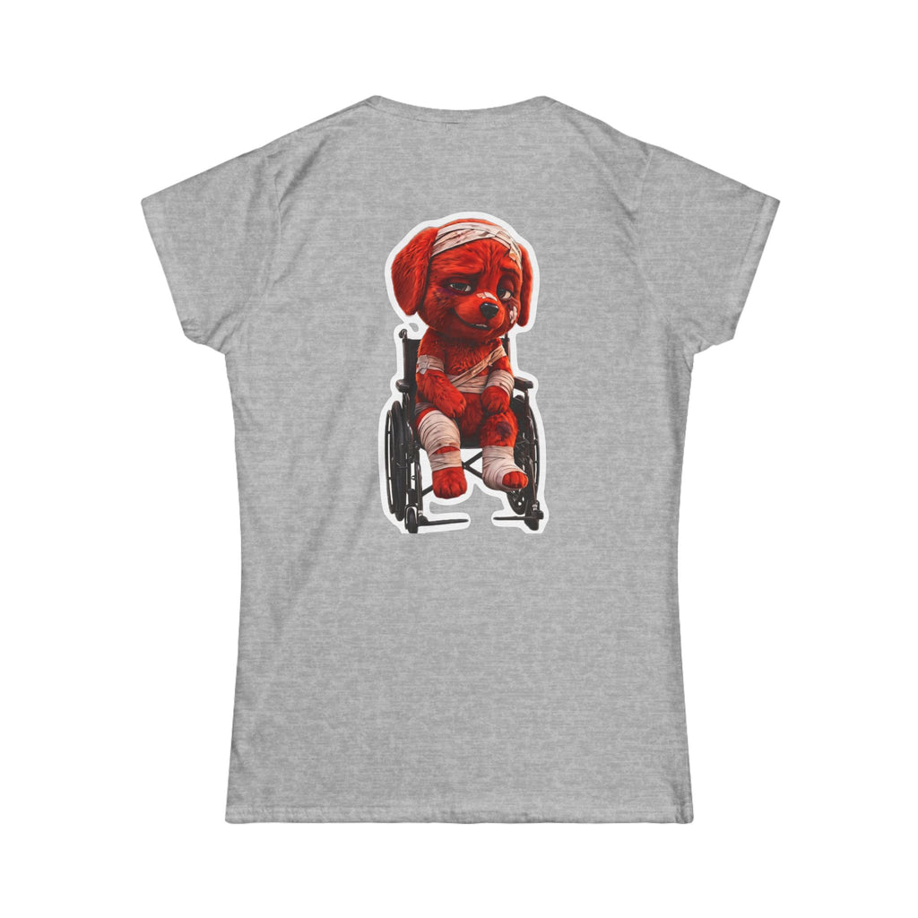 AWKWARD. Women's Softstyle Tee — Soft Feminine Fit with Dark-Humor Bandaged Dog Graphic