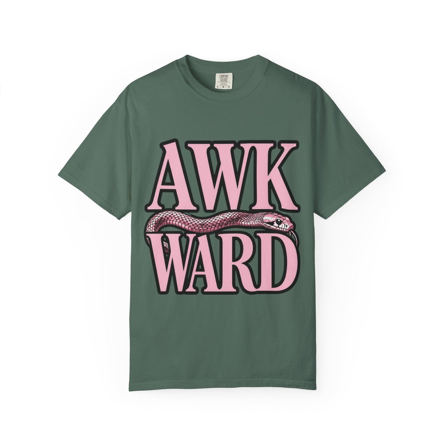 AWKWARD Snake Tee — Retro Pink Graphic T-Shirt for Her
