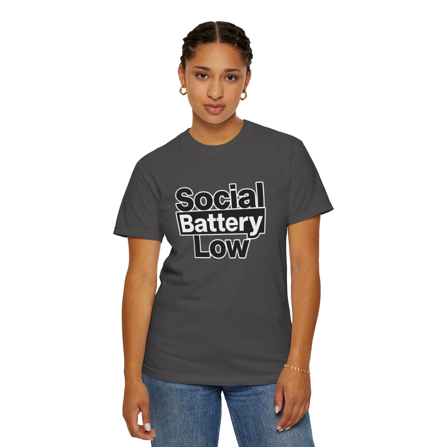 Social Battery Low Tee - Minimalist Edgy Streetwear | Comfort Colors
