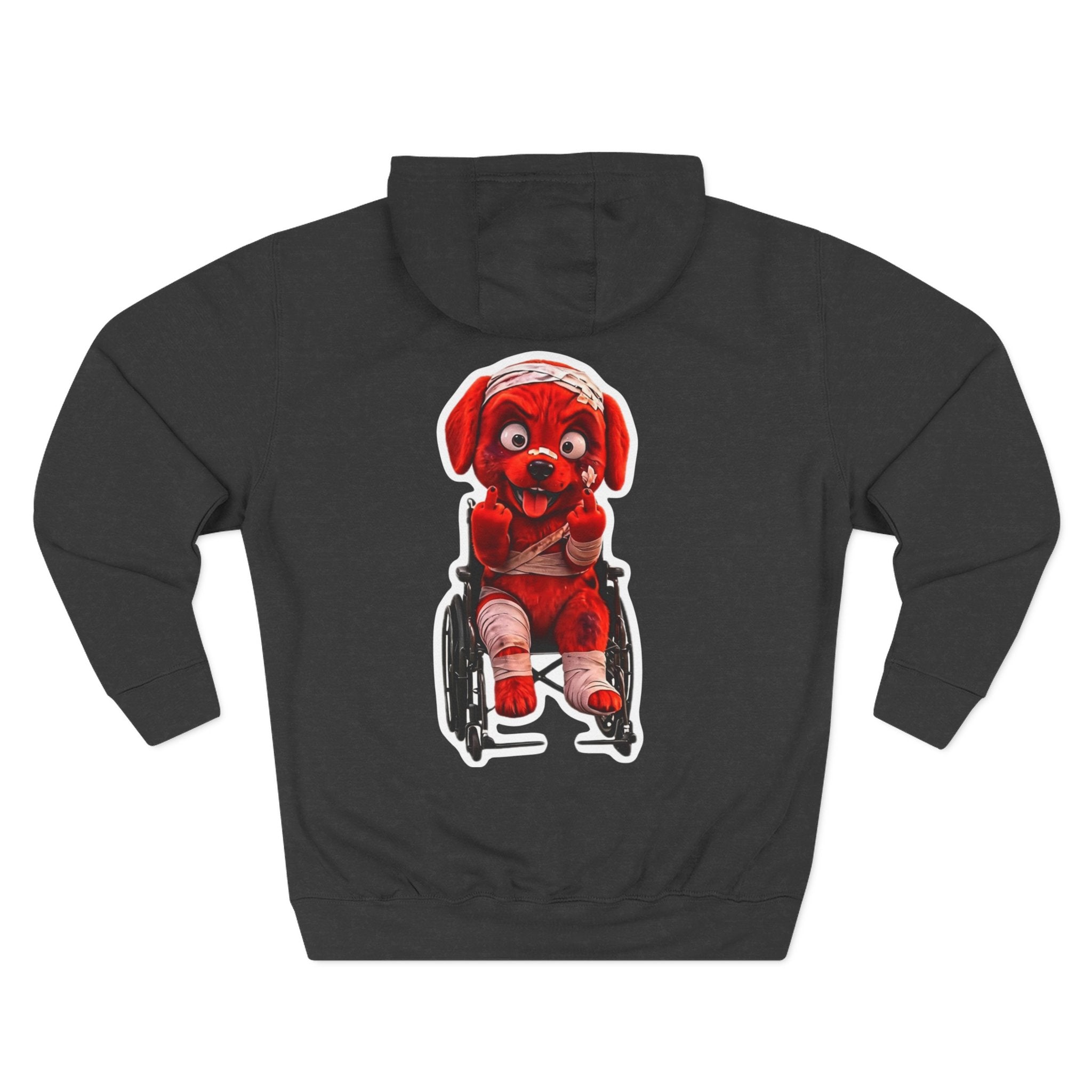 AWKWARD. Fleece Hoodie — Injured Dog Wheelchair 3D Streetwear