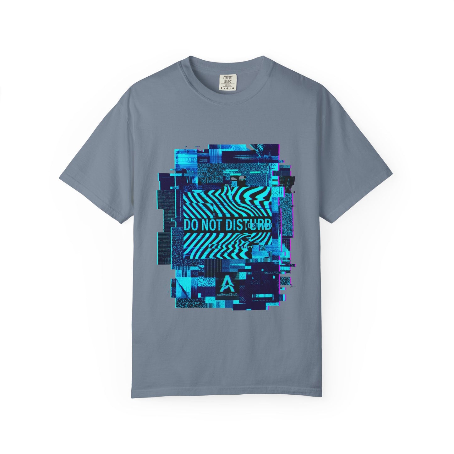 AWKWARD. Garment-Dyed Tee — Minimal Front, Neon Glitch Back