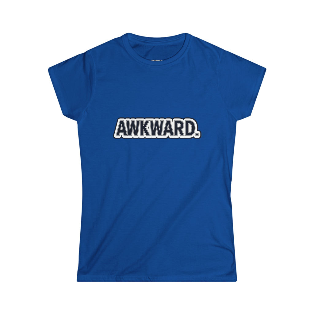 AWKWARD. Women's Softstyle Tee — Soft Feminine Fit with Dark-Humor Bandaged Dog Graphic