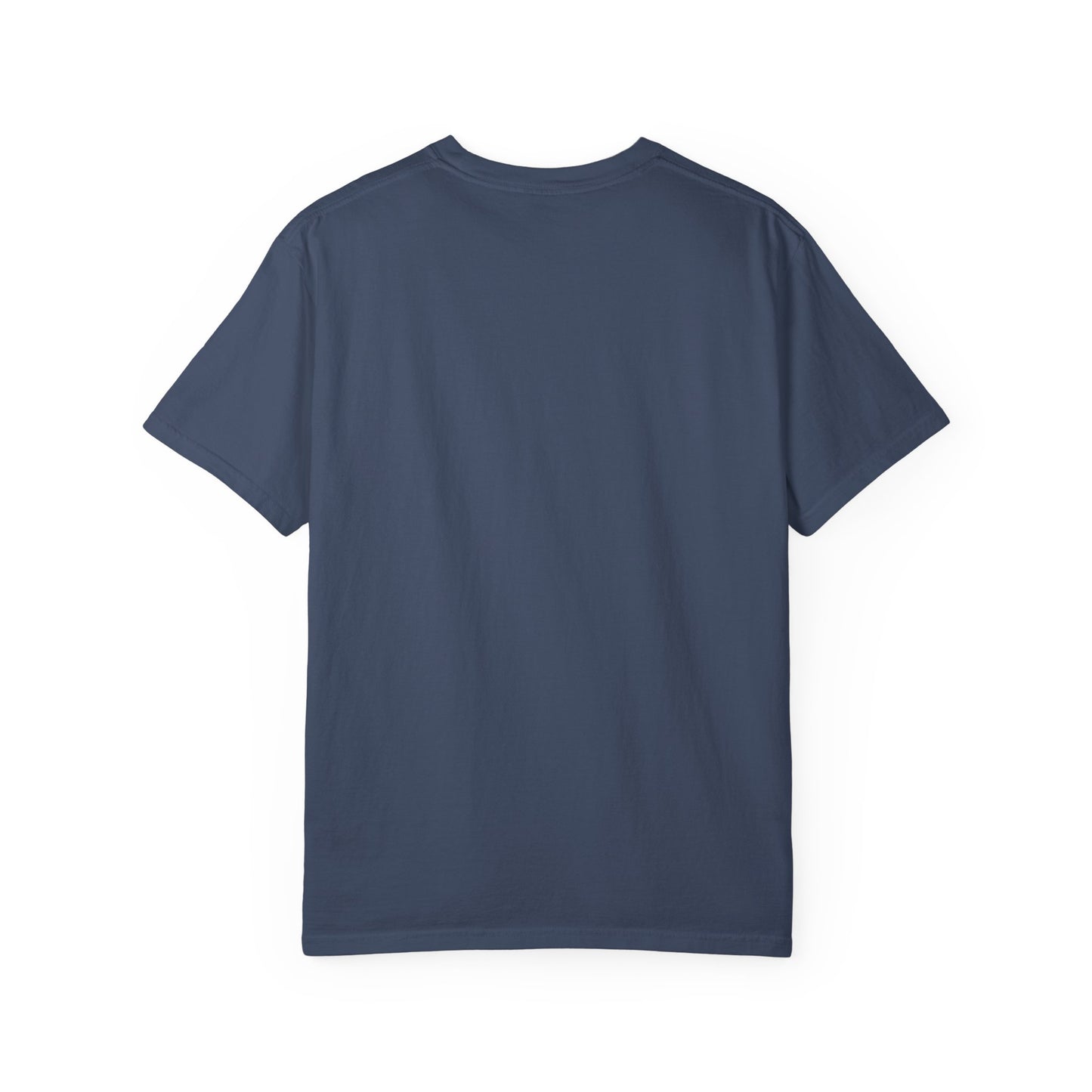 AWKWARD. Garment-Dyed Tee — Minimal Front, Neon Glitch Back