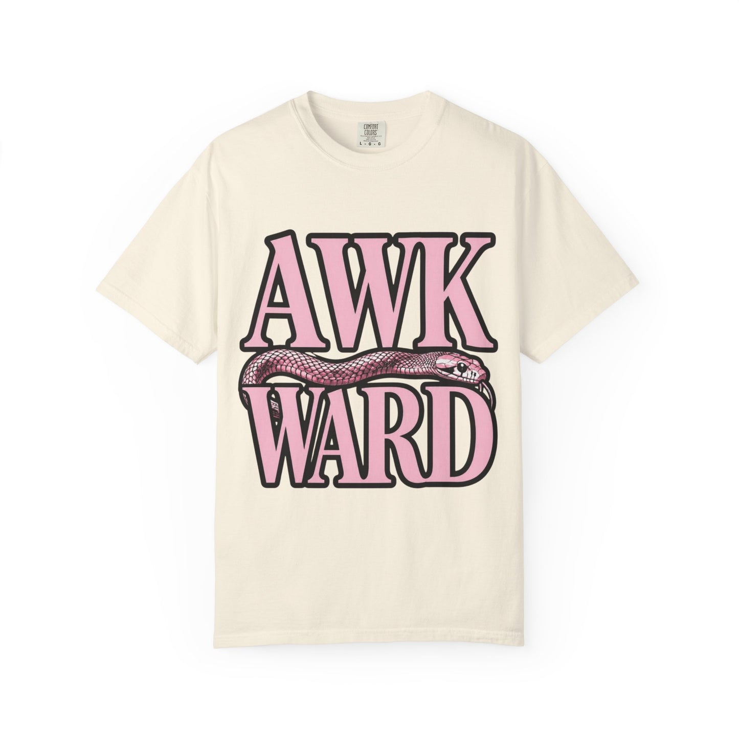 AWKWARD Snake Tee — Retro Pink Graphic T-Shirt for Her