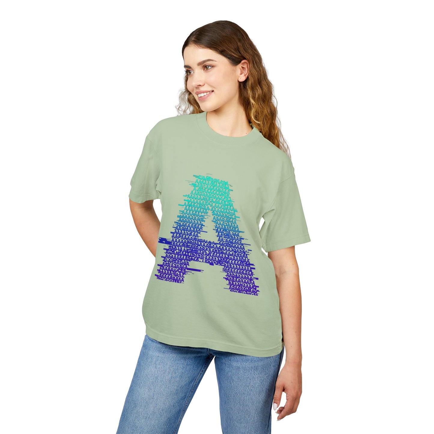 Awkward 'A' Glitch Tee — Teal-to-Purple Streetwear for Introverts
