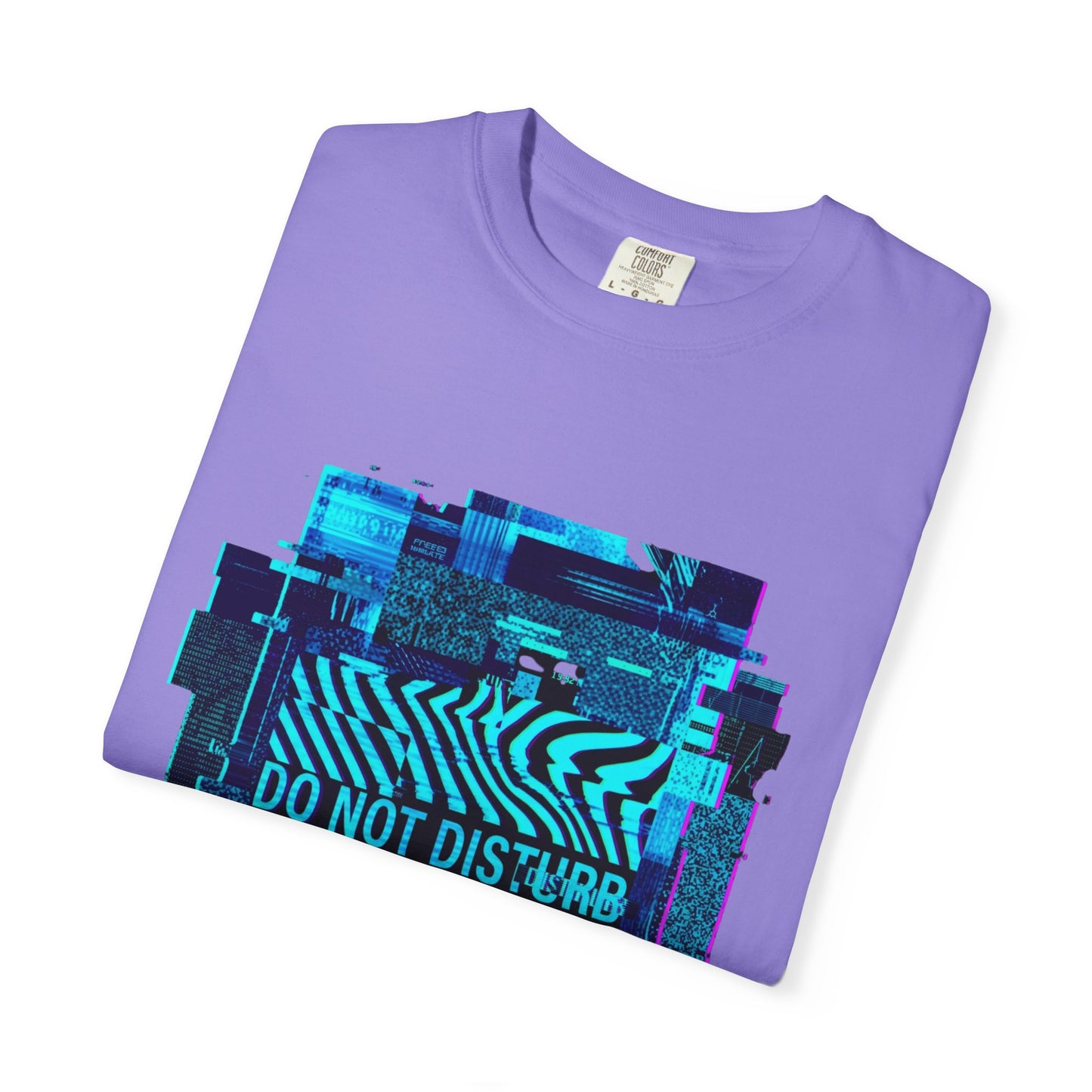 AWKWARD. Garment-Dyed Tee — Minimal Front, Neon Glitch Back