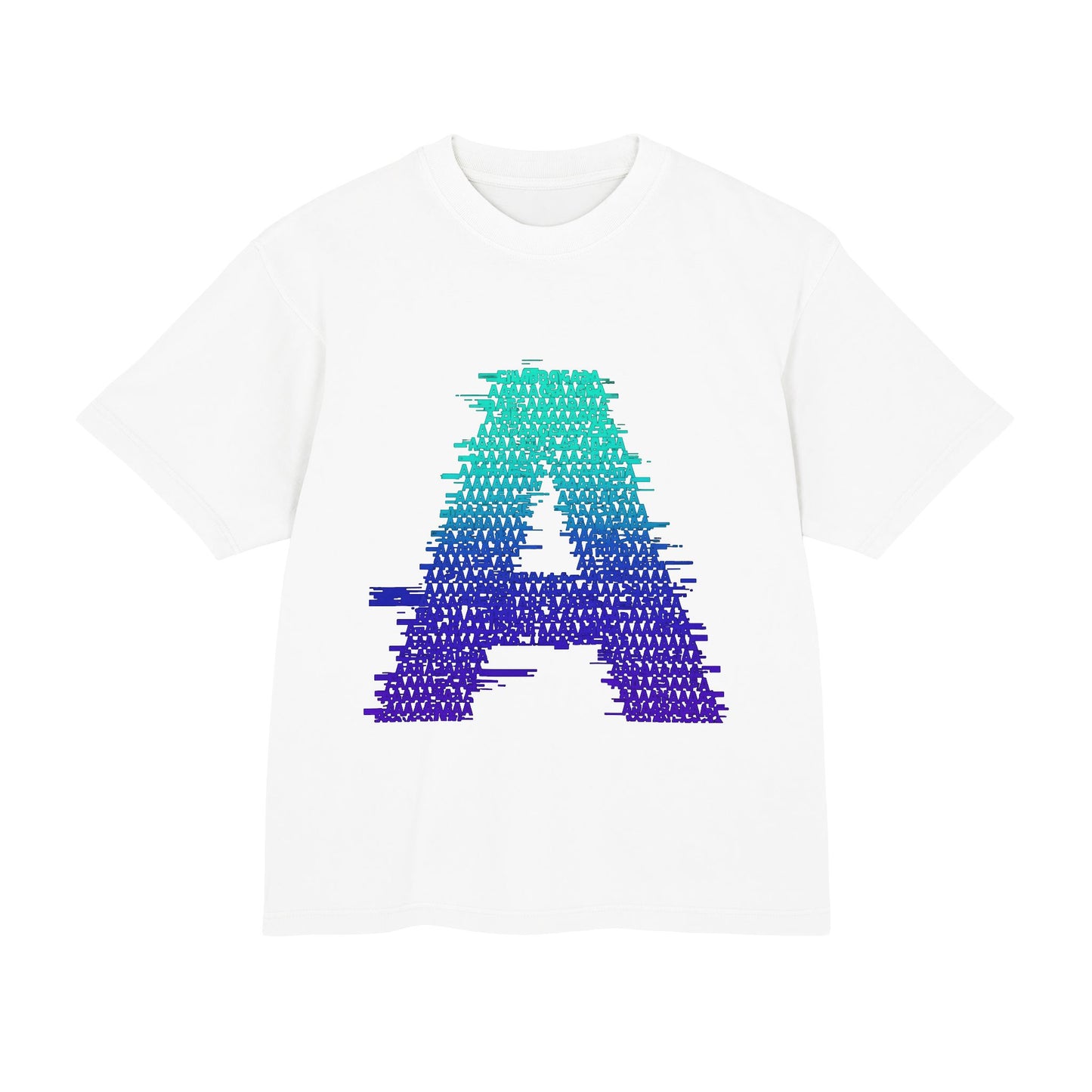 Awkward 'A' Glitch Tee — Teal-to-Purple Streetwear for Introverts