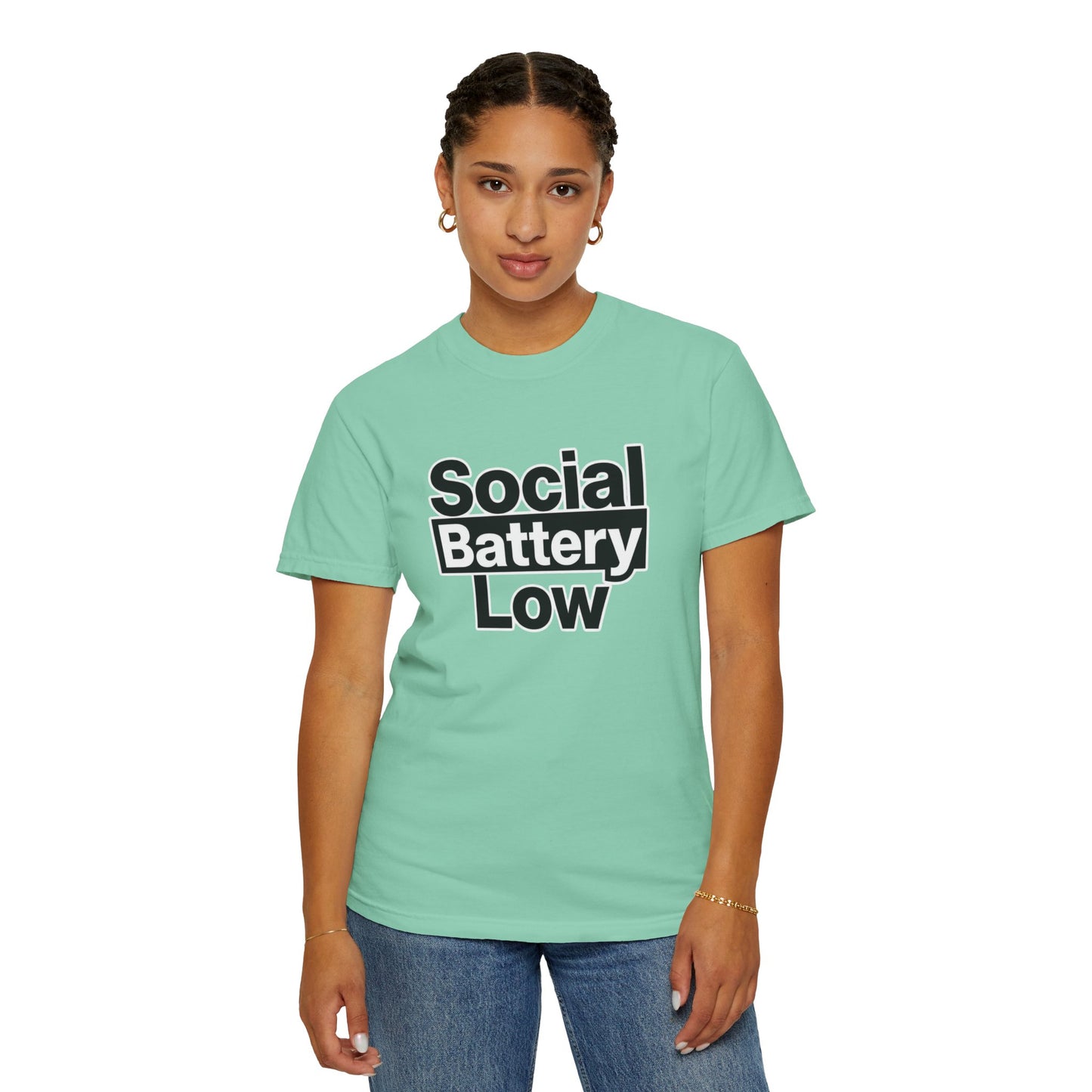 Social Battery Low Tee - Minimalist Edgy Streetwear | Comfort Colors
