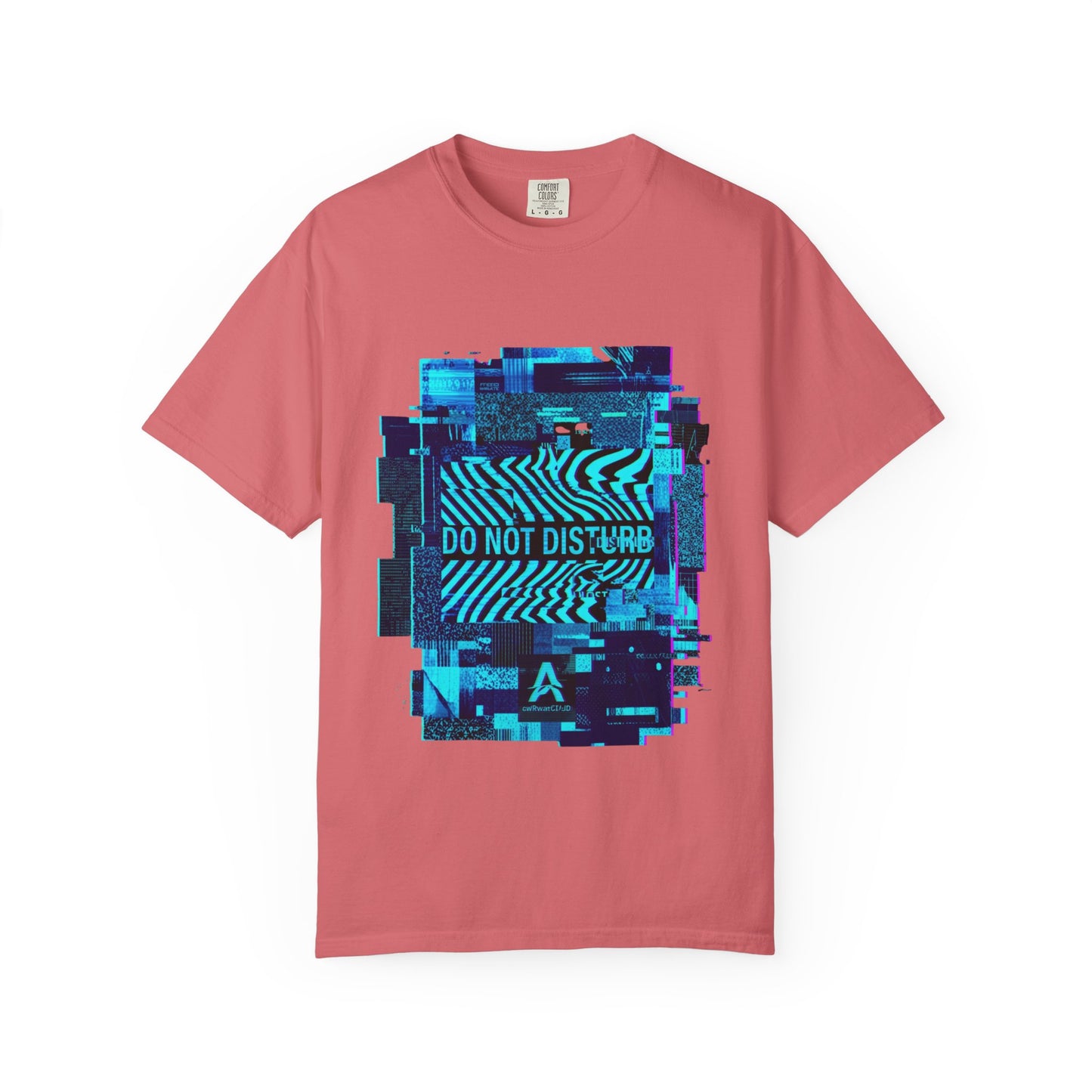 AWKWARD. Garment-Dyed Tee — Minimal Front, Neon Glitch Back