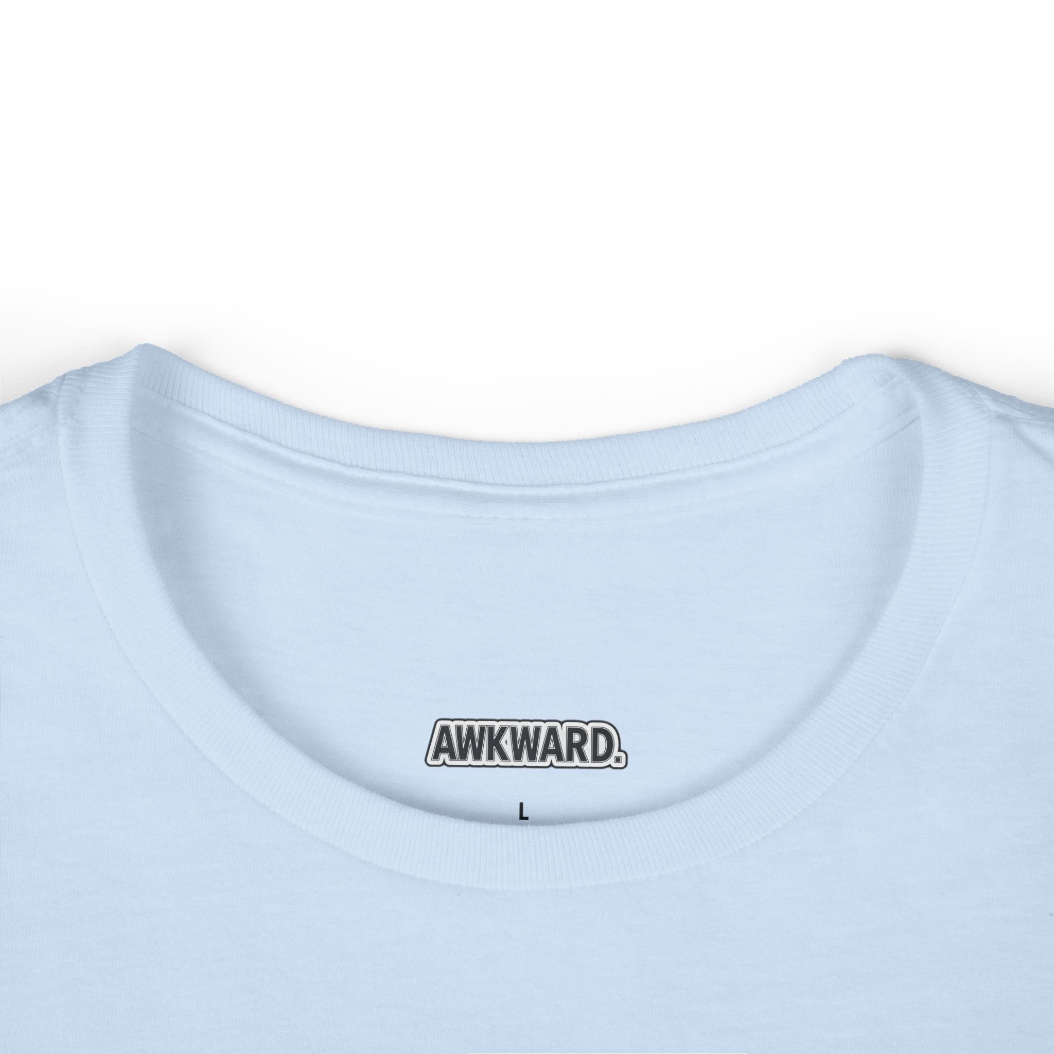 AWKWARD. Women's Softstyle Tee — Soft Feminine Fit with Dark-Humor Bandaged Dog Graphic