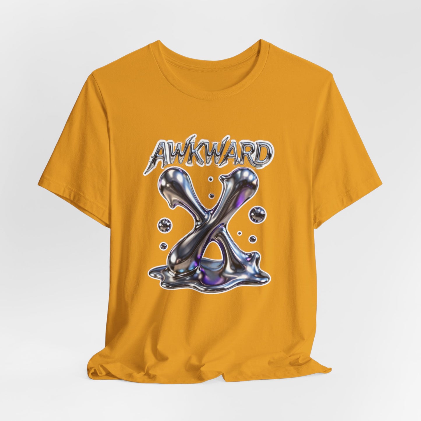 Awkward Club Tee — Heather Aqua Y2K 3D Chrome ‘AWKWARD’ Streetwear