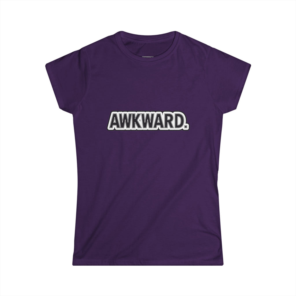 AWKWARD. Women's Softstyle Tee — Soft Feminine Fit with Dark-Humor Bandaged Dog Graphic