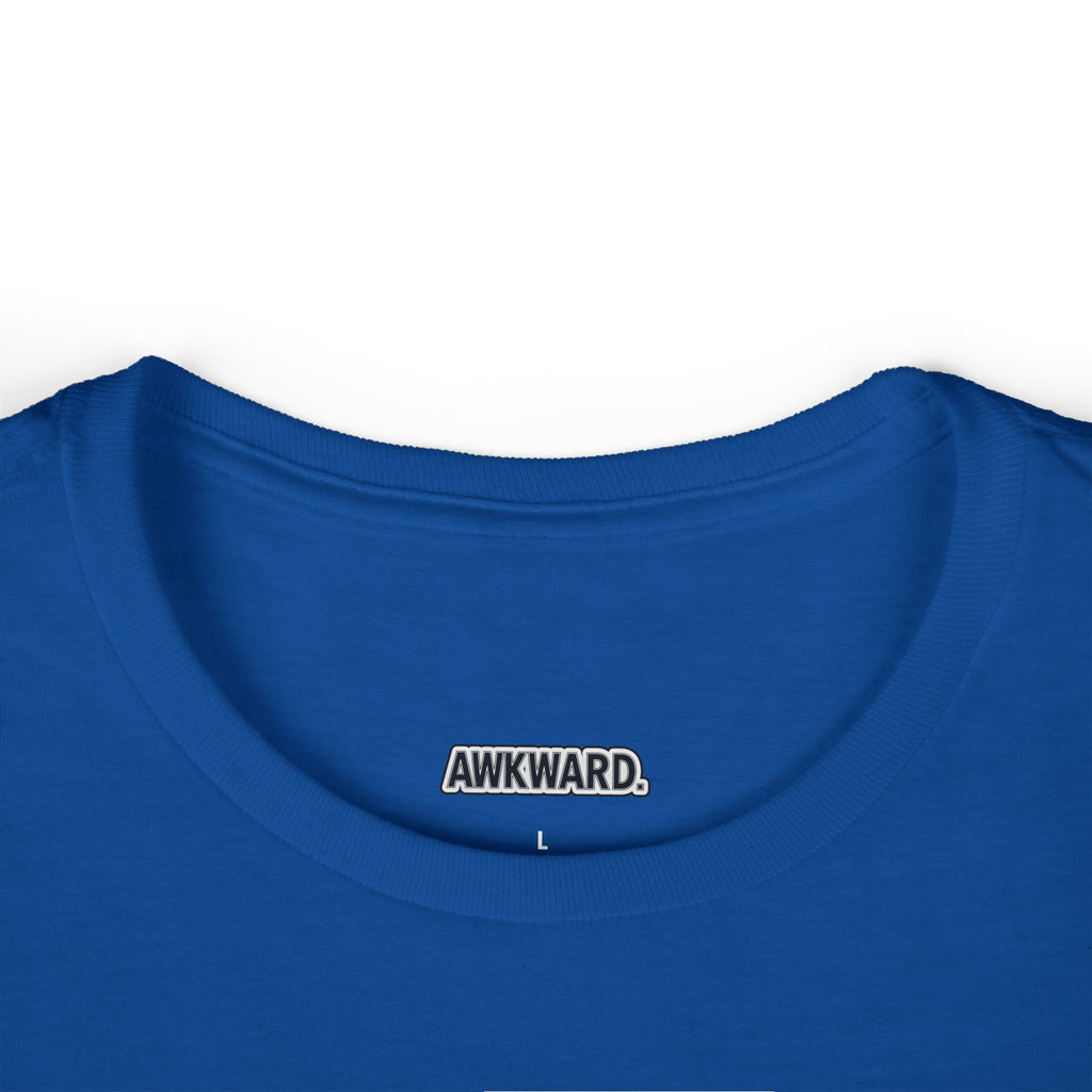 AWKWARD. Women's Softstyle Tee — Soft Feminine Fit with Dark-Humor Bandaged Dog Graphic