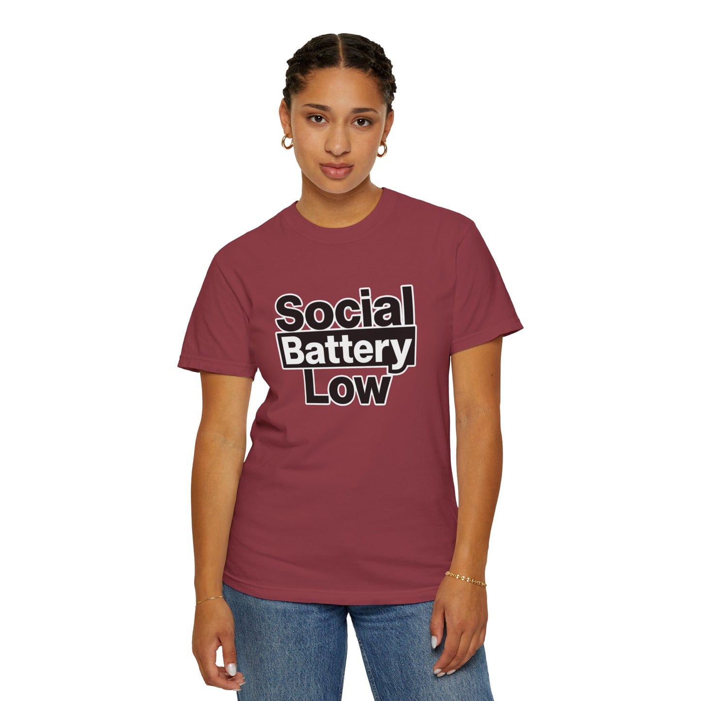 Social Battery Low Tee - Minimalist Edgy Streetwear | Comfort Colors