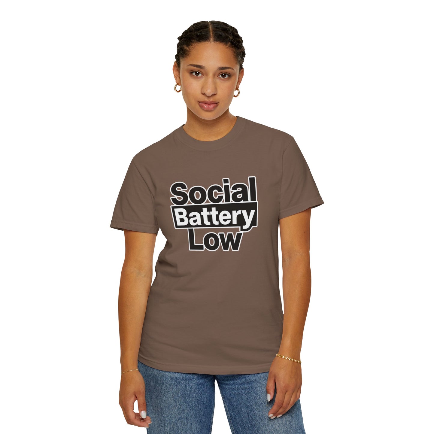 Social Battery Low Tee - Minimalist Edgy Streetwear | Comfort Colors