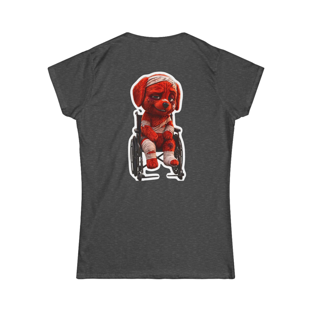 AWKWARD. Women's Softstyle Tee — Soft Feminine Fit with Dark-Humor Bandaged Dog Graphic