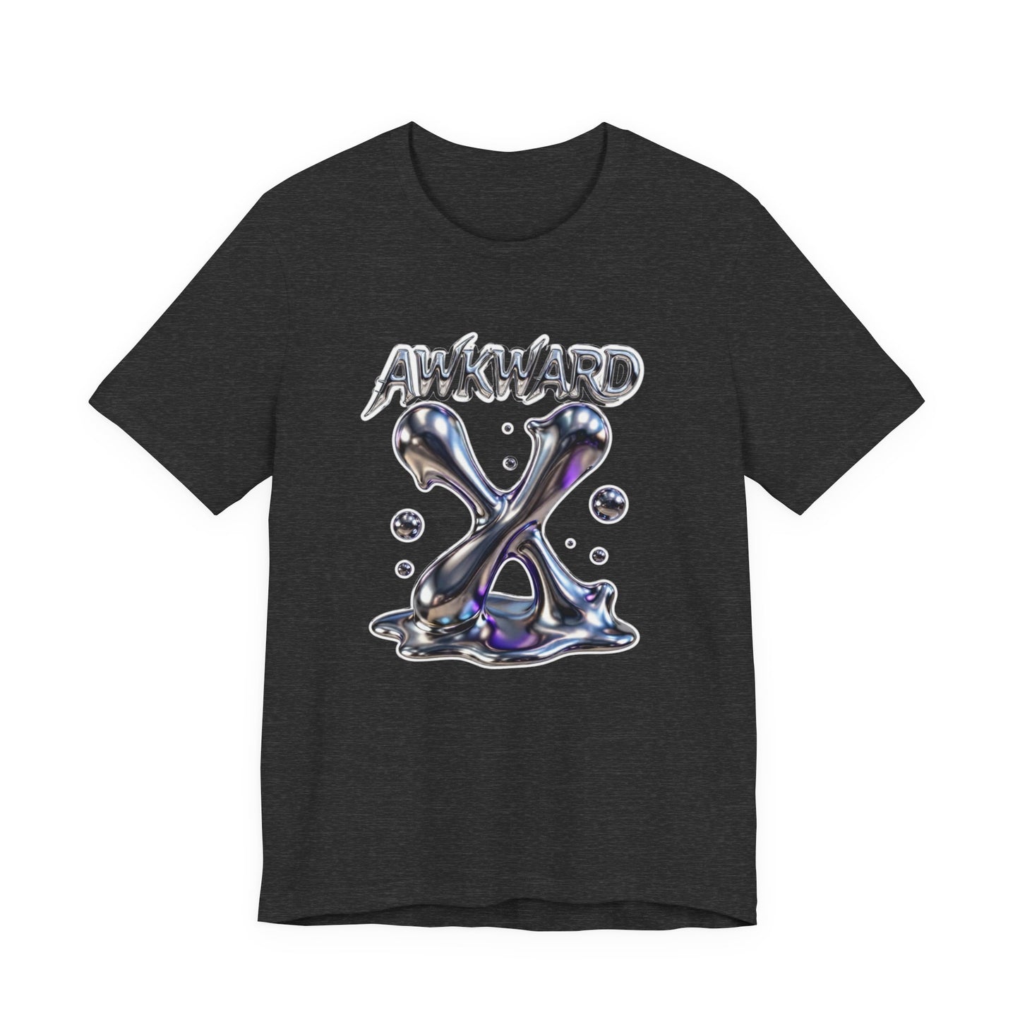 Awkward Club Tee — Heather Aqua Y2K 3D Chrome ‘AWKWARD’ Streetwear