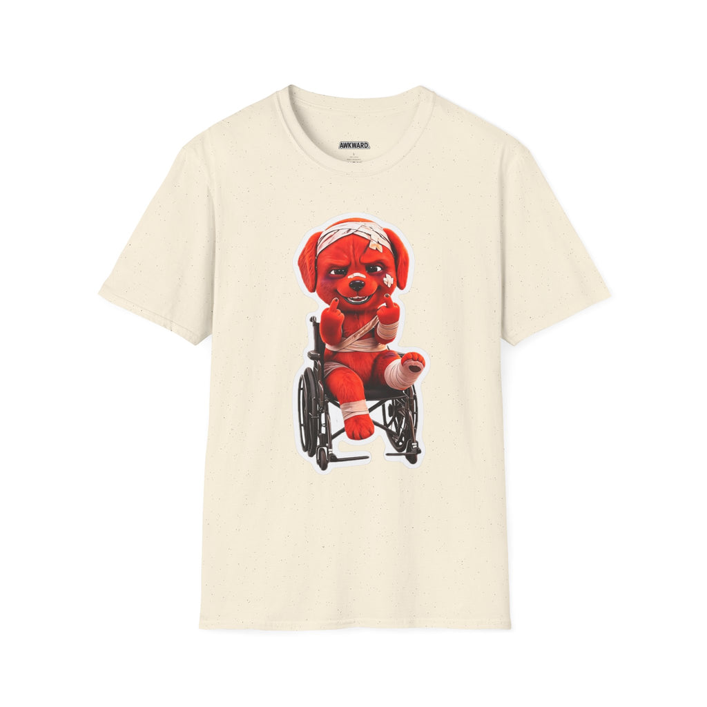 3D Injured Red Dog T-Shirt — 'Damaged But Surviving' Edgy Streetwear
