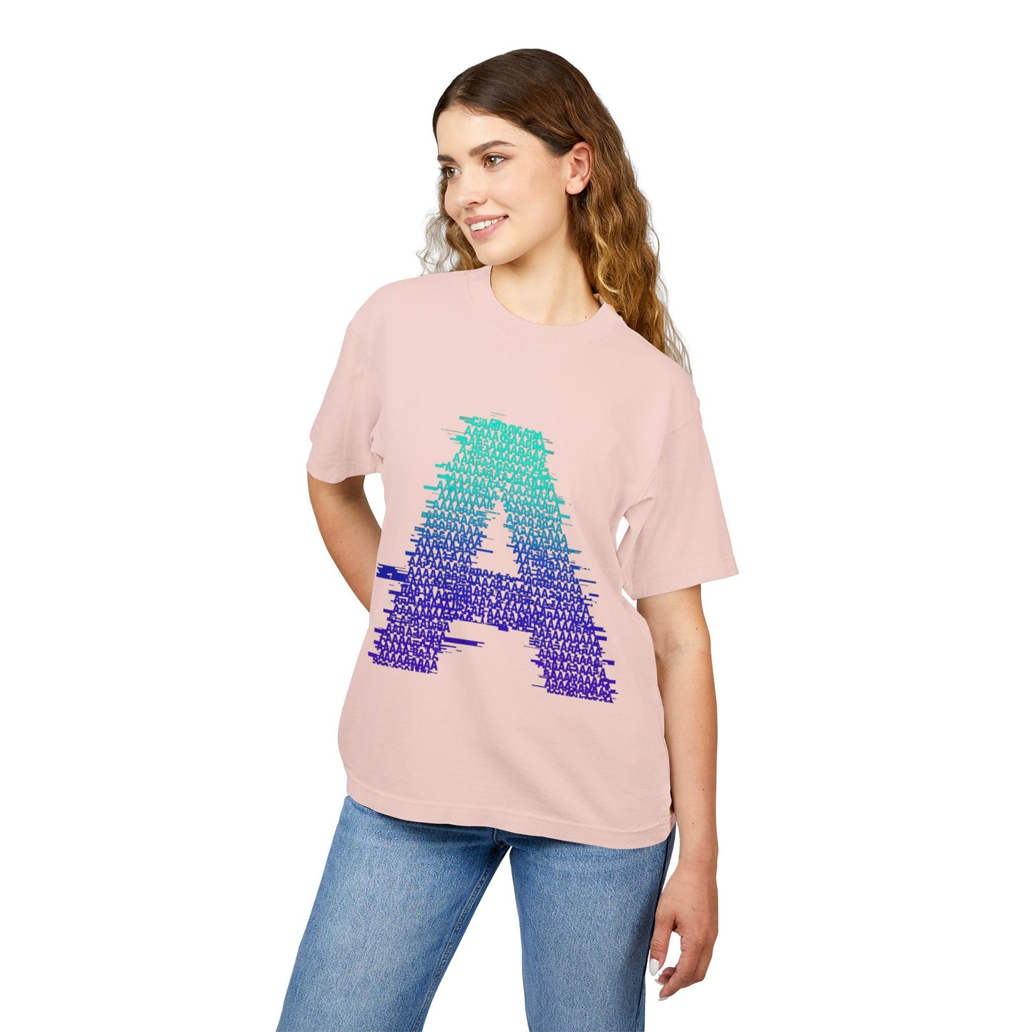 Awkward 'A' Glitch Tee — Teal-to-Purple Streetwear for Introverts