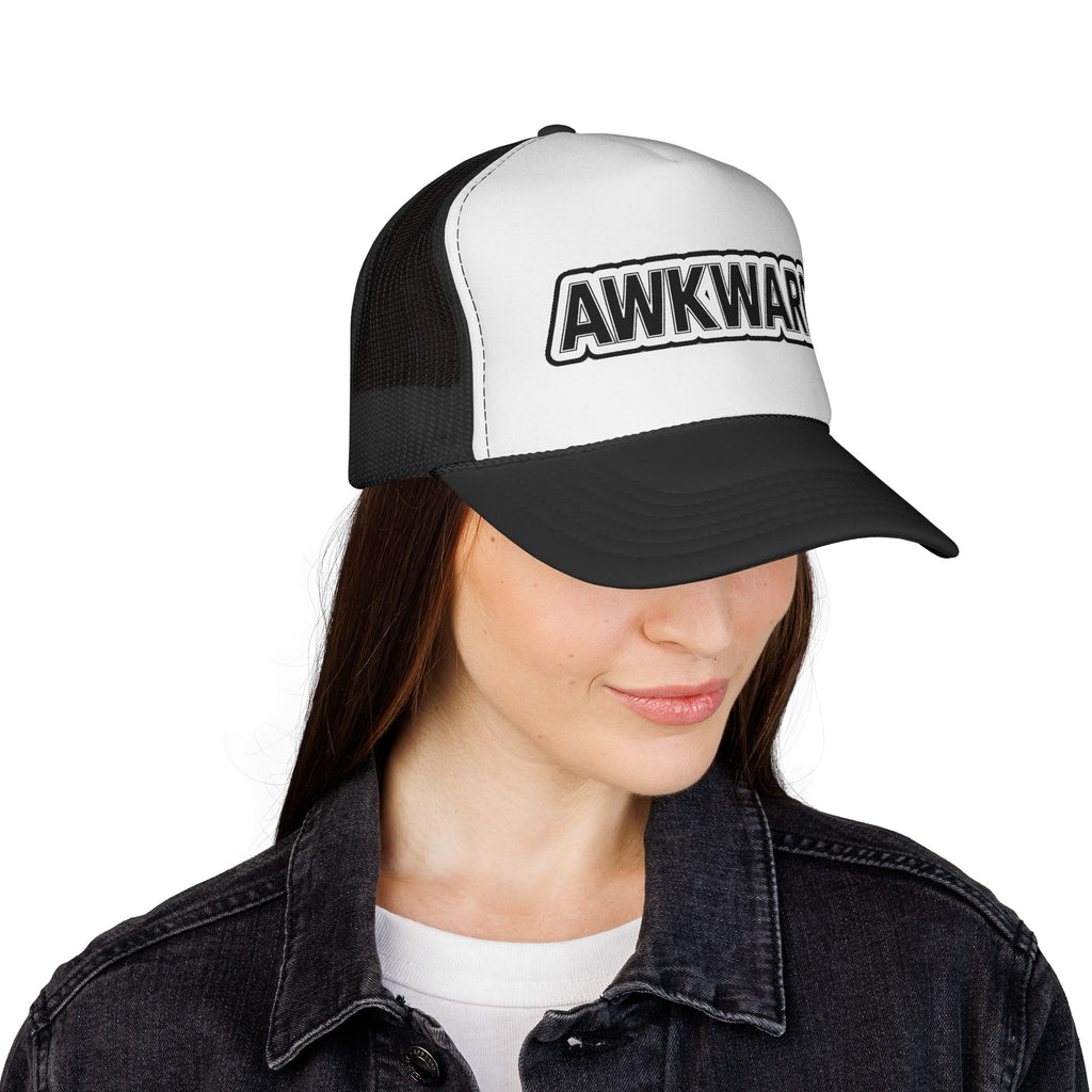 AWKWARD. Trucker Cap — Y2K Streetwear Mesh Snapback for Introverts & Bad Hair Days