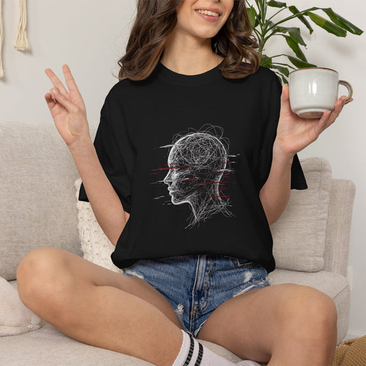 Overthinking Head Graphic Tee - Minimalist Edgy Streetwear | Comfort Colors