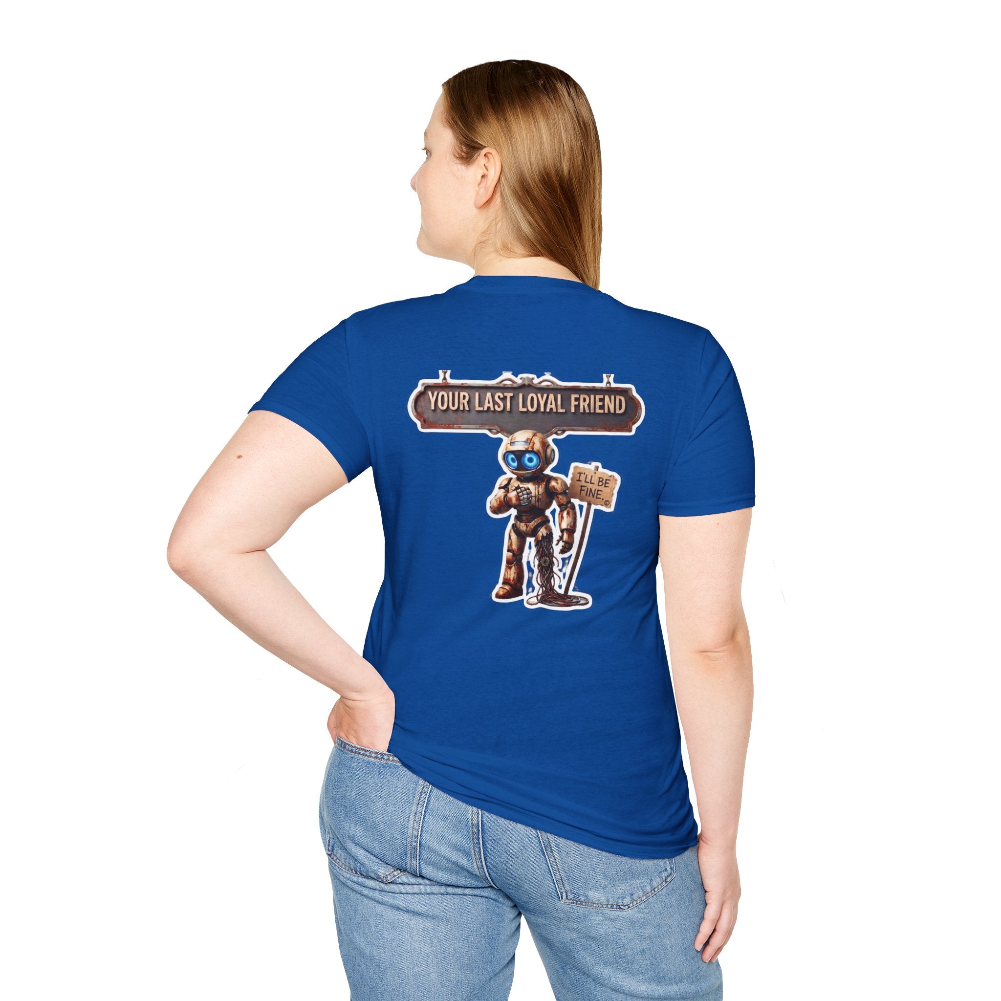 AWKWARD. T-Shirt — 3D Quirky Robot “Your Last Loyal Friend” Back Graphic