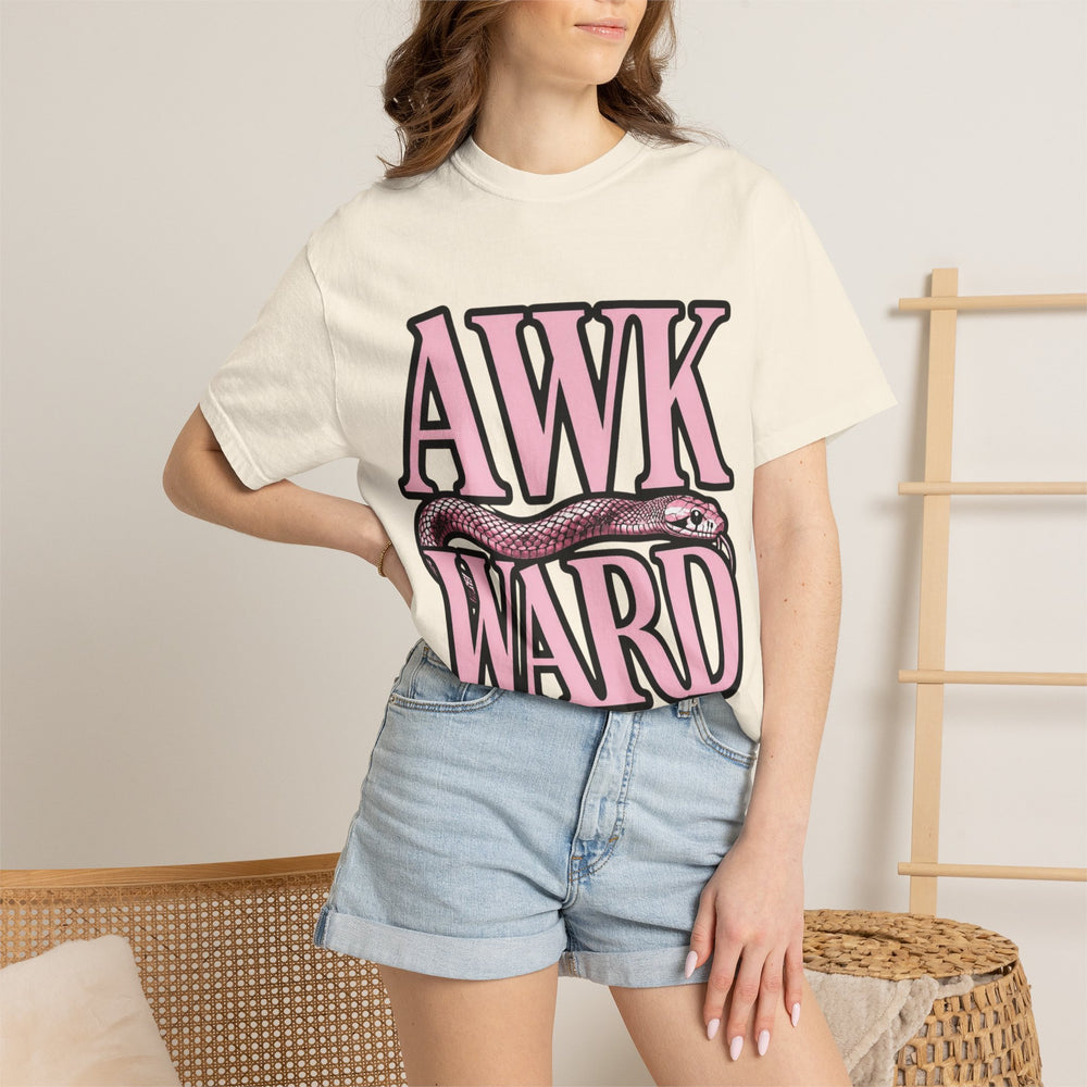 AWKWARD Snake Tee — Retro Pink Graphic T-Shirt for Her