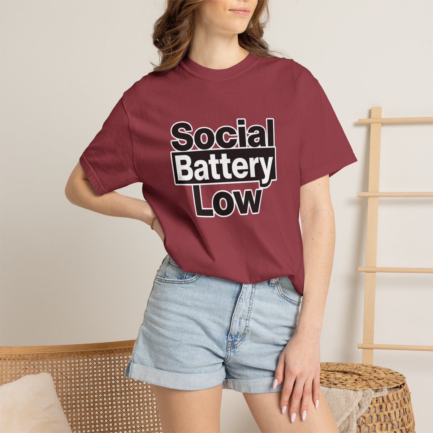 Social Battery Low Tee - Minimalist Edgy Streetwear | Comfort Colors