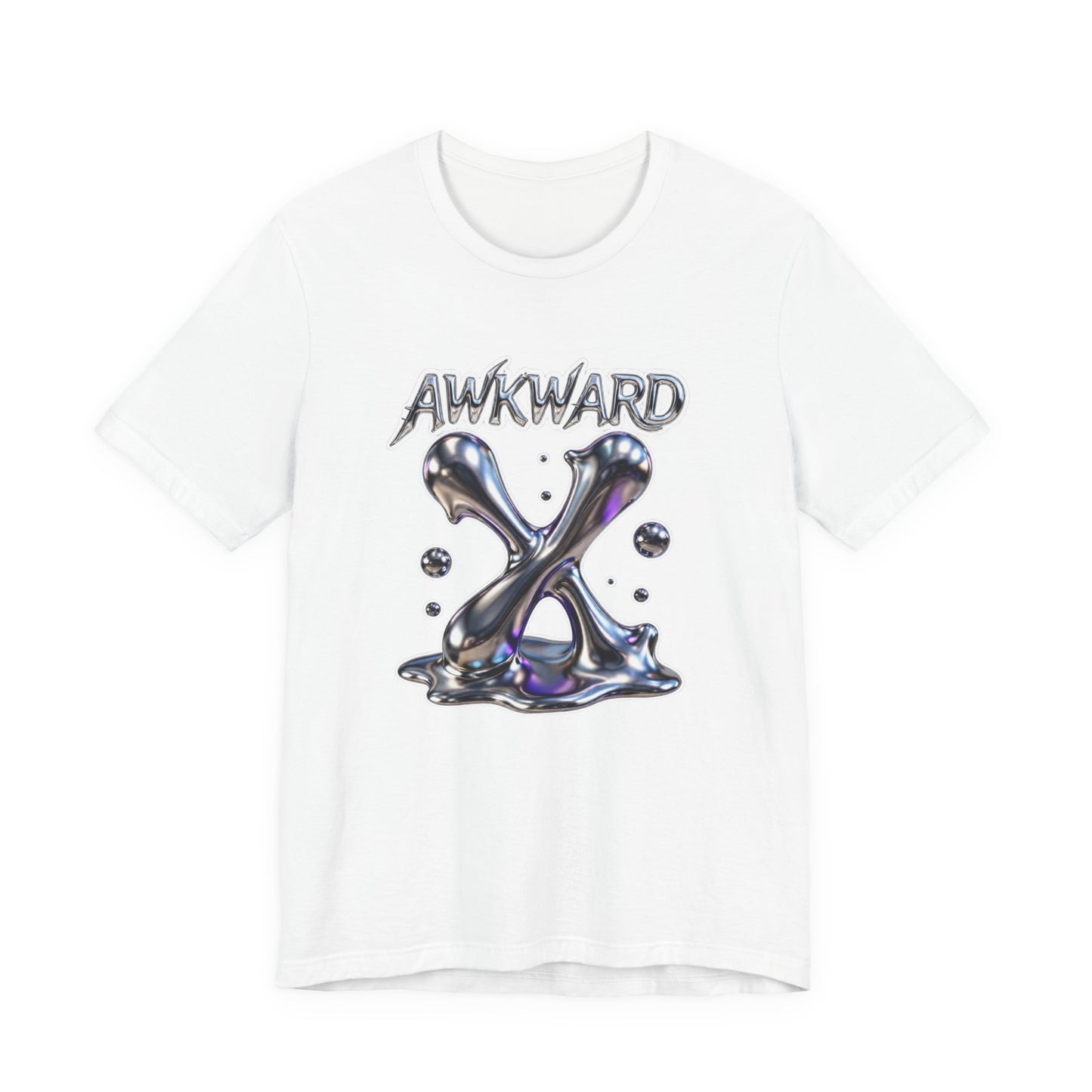 Awkward Club Tee — Heather Aqua Y2K 3D Chrome ‘AWKWARD’ Streetwear