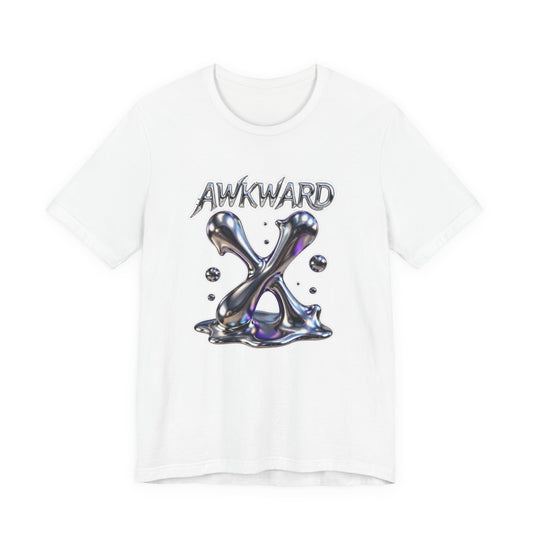 Awkward Club Tee — Heather Aqua Y2K 3D Chrome ‘AWKWARD’ Streetwear