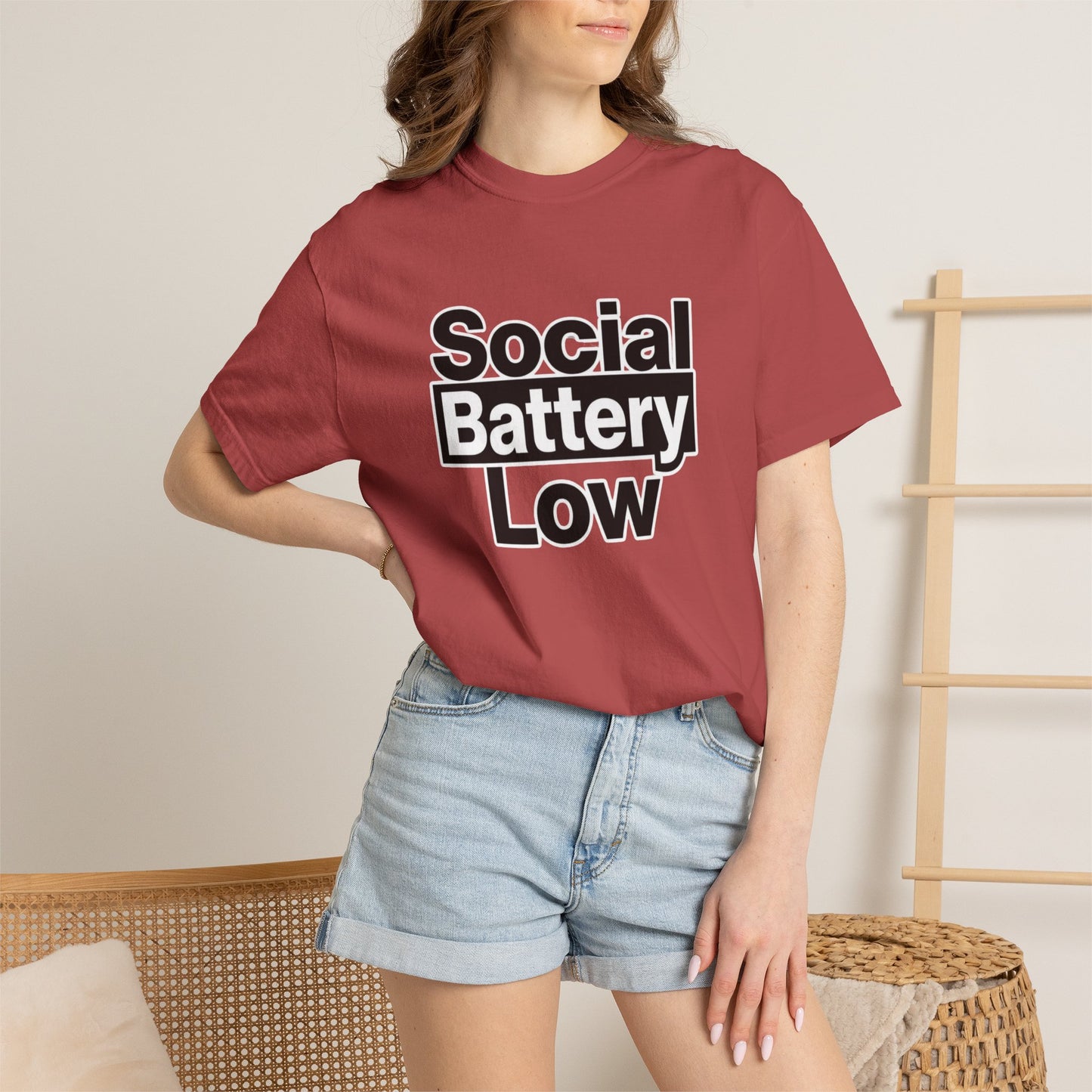 Social Battery Low Tee - Minimalist Edgy Streetwear | Comfort Colors