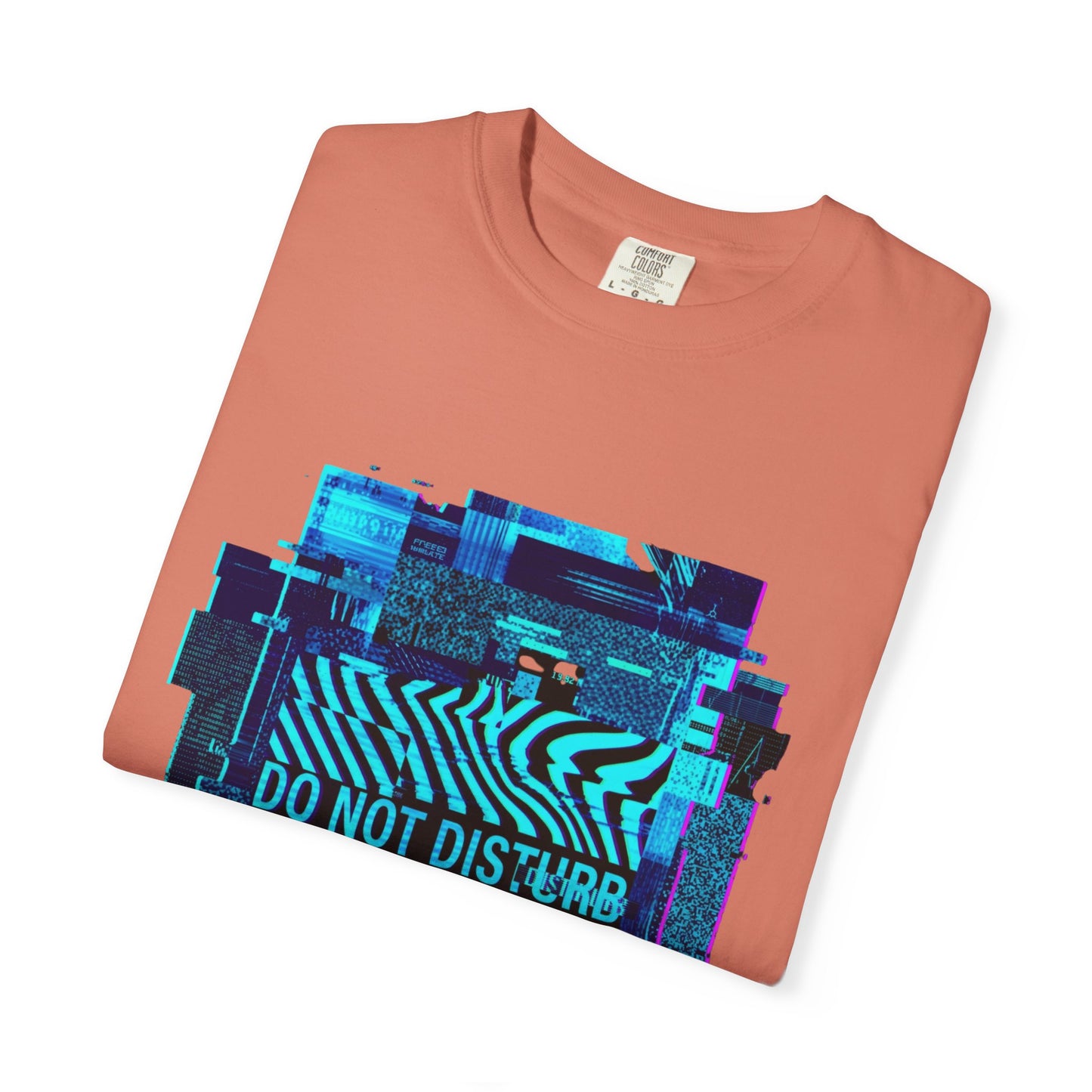 AWKWARD. Garment-Dyed Tee — Minimal Front, Neon Glitch Back