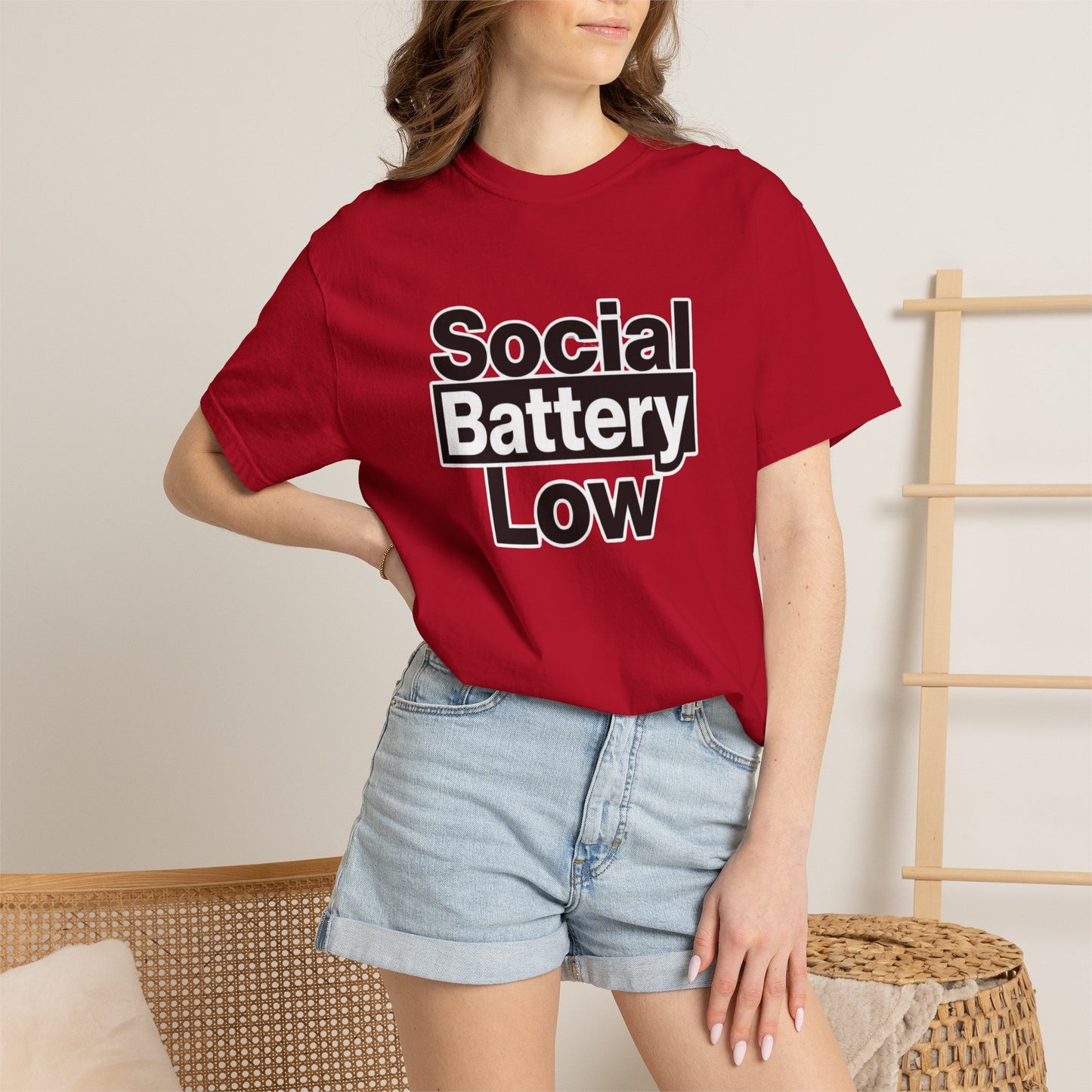 Social Battery Low Tee - Minimalist Edgy Streetwear | Comfort Colors