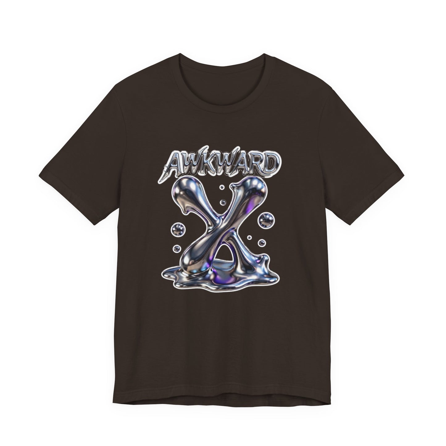 Awkward Club Tee — Heather Aqua Y2K 3D Chrome ‘AWKWARD’ Streetwear