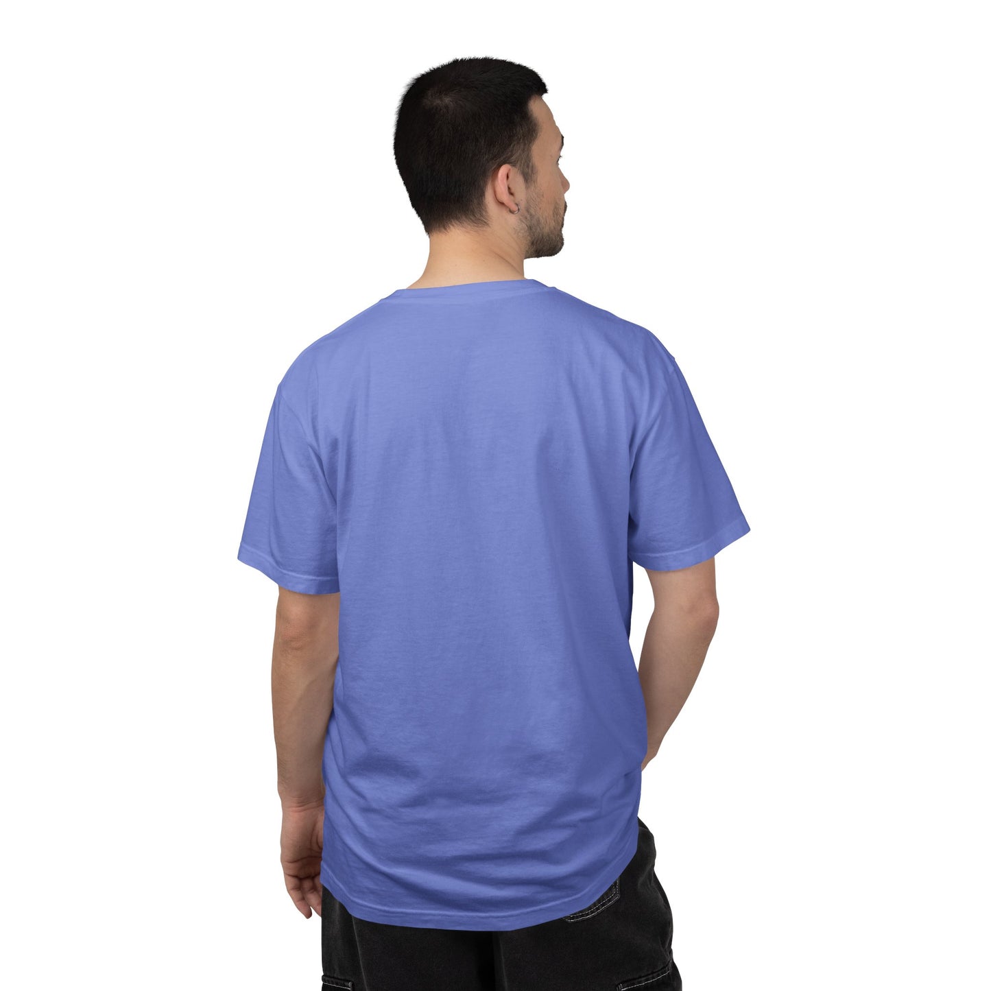 AWKWARD. Garment-Dyed Tee — Minimal Front, Neon Glitch Back
