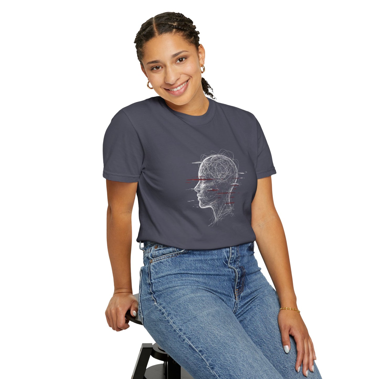 Overthinking Head Graphic Tee - Minimalist Edgy Streetwear | Comfort Colors