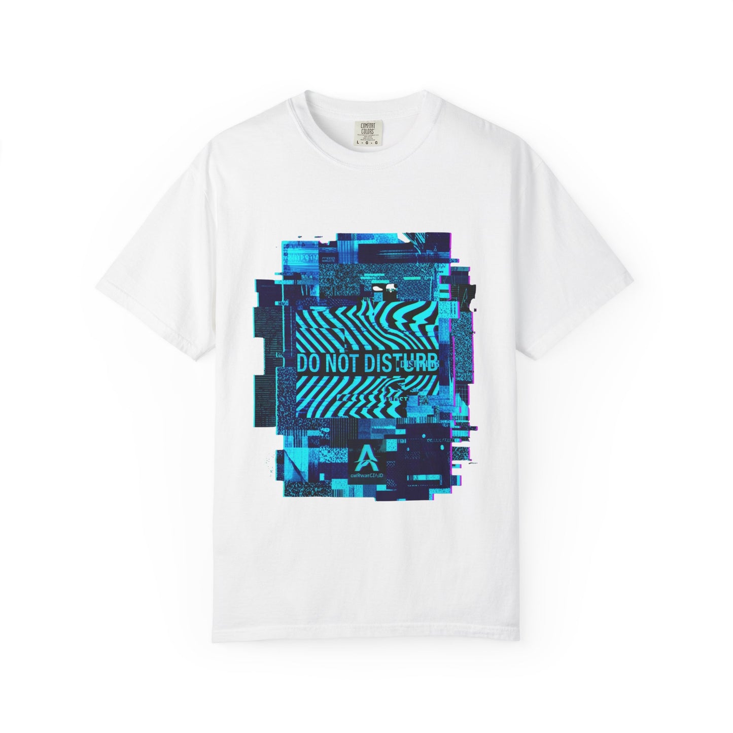 AWKWARD. Garment-Dyed Tee — Minimal Front, Neon Glitch Back